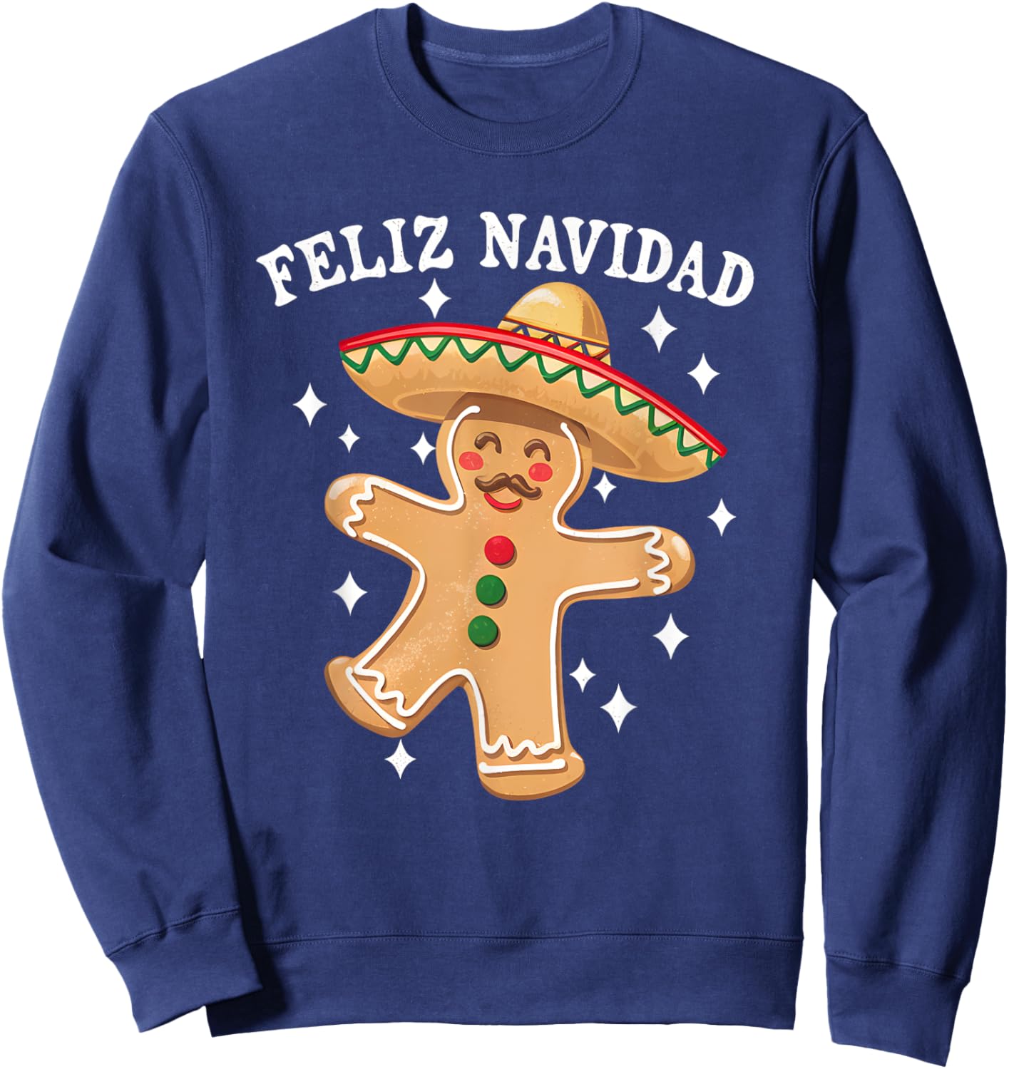 Feliz Navidad Merry Christmas Xmas Lights Pajamas Cookie Sweatshirt - Sweatshirt | Navy