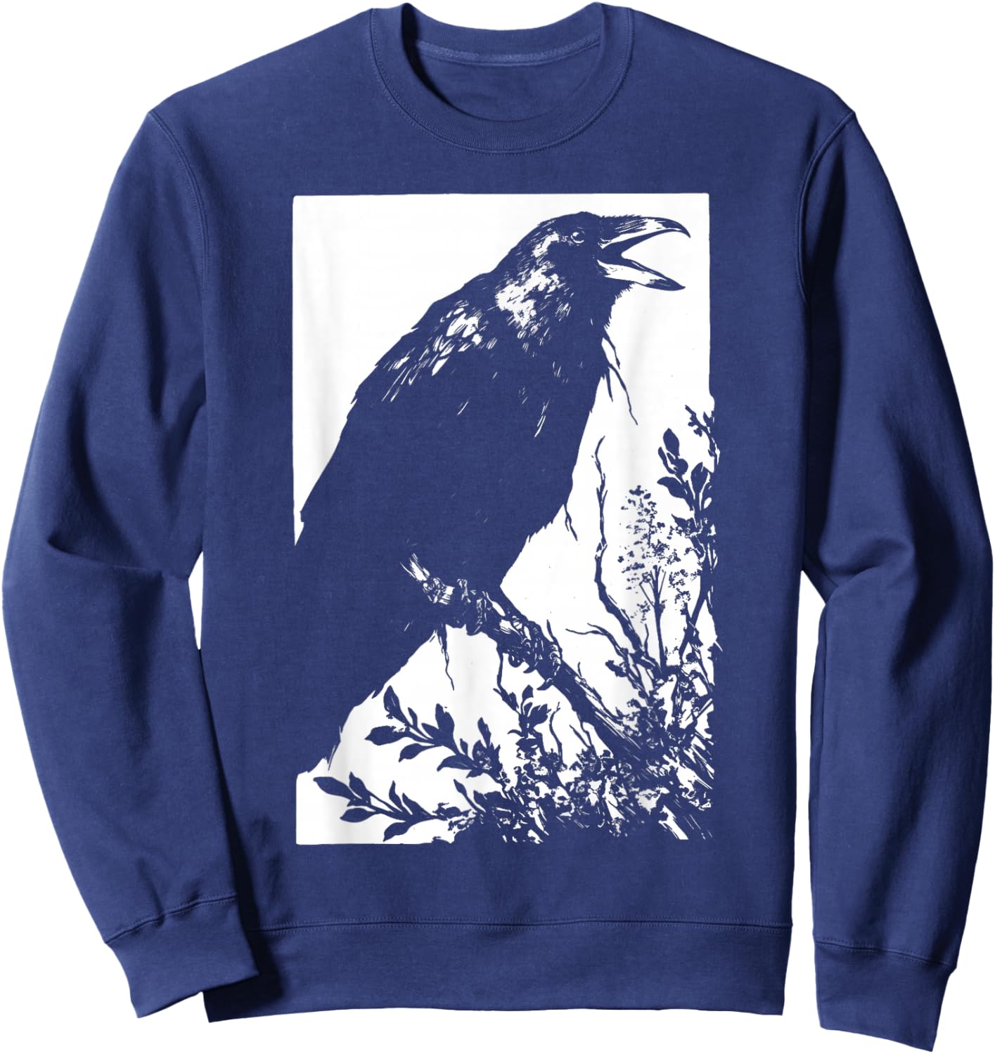 Crow Weirdcore Goblincore Punk Goth Aesthetic Creepy Horror Sweatshirt - Sweatshirt | Navy