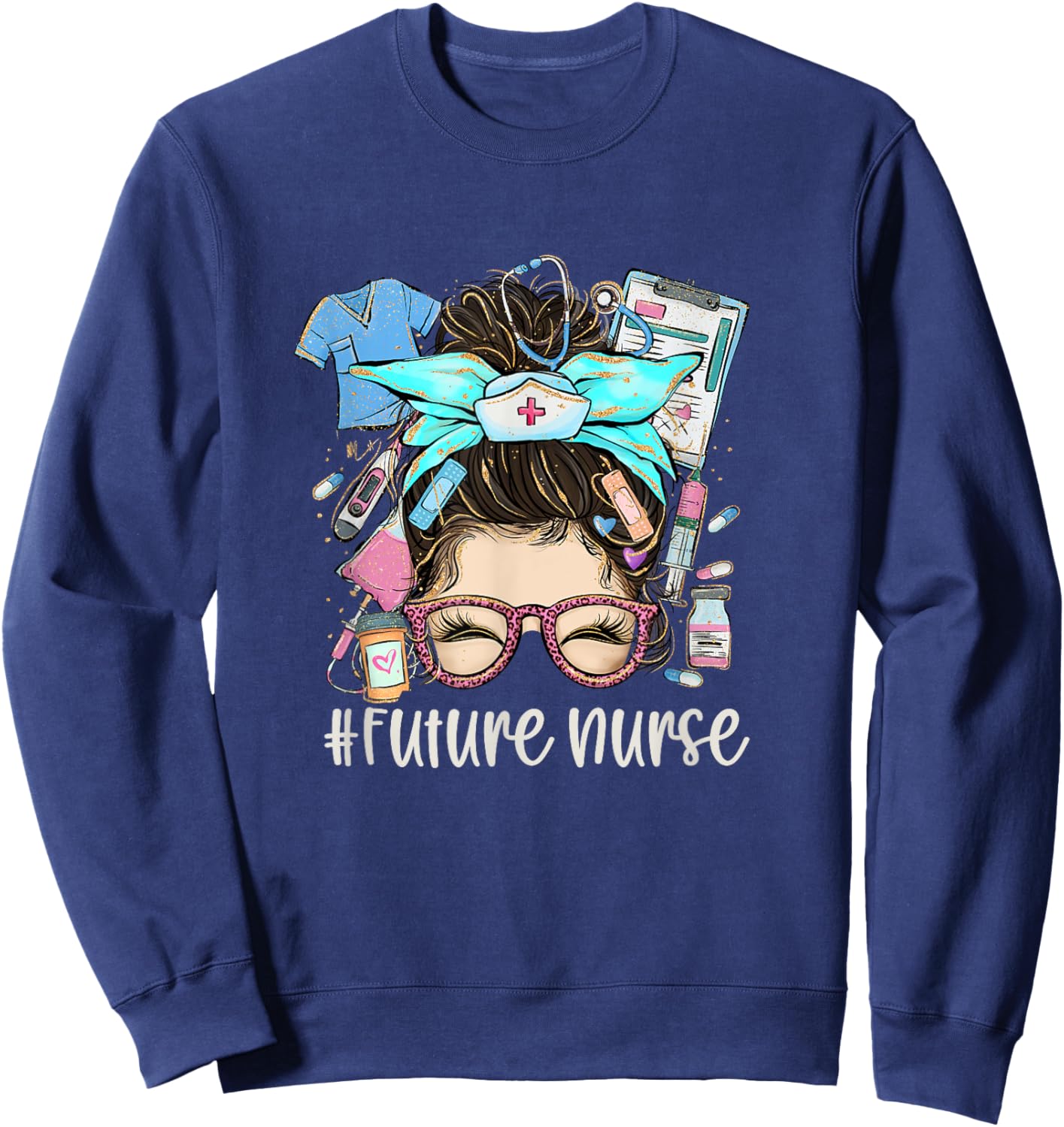 Future Nurse Funny Nursing Student Nurse School In Progress Sweatshirt - Sweatshirt | Navy