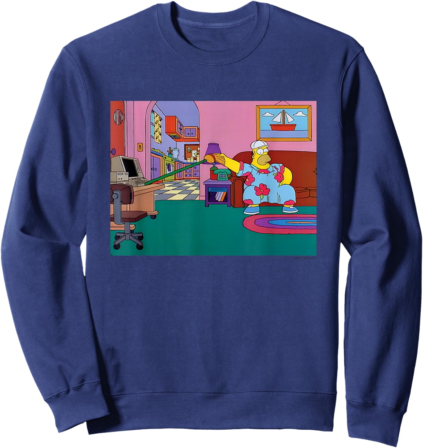 The Simpsons Iconic King Size Homer Living Room Chest Logo Sweatshirt - Sweatshirt | Navy