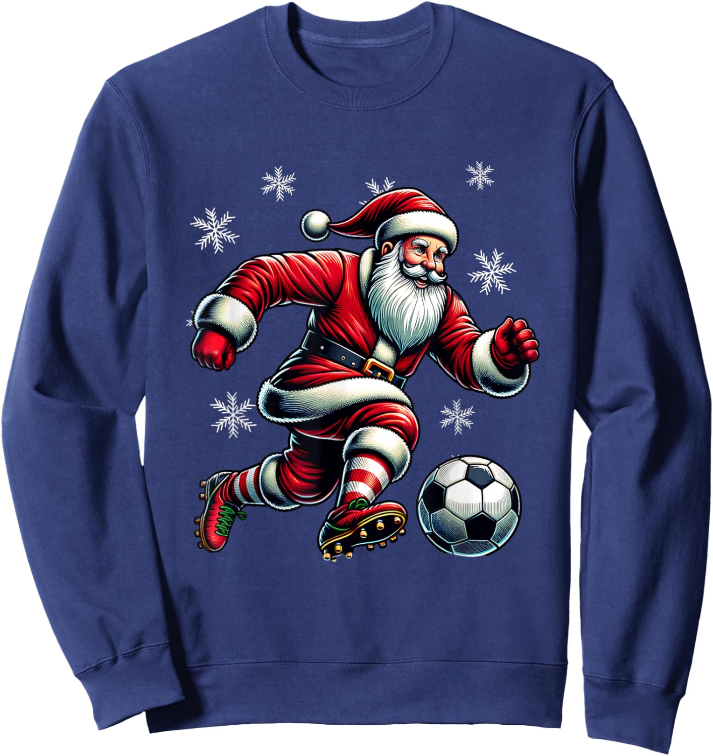 Soccer Santa Holiday Xmas Soccer Player Christmas Sweatshirt - Sweatshirt | Navy