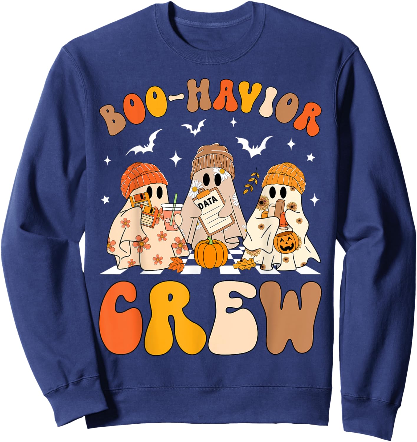 Retro Boo-Havior Crew Behavior Analyst Halloween ABA RBT Sweatshirt - Sweatshirt | Navy