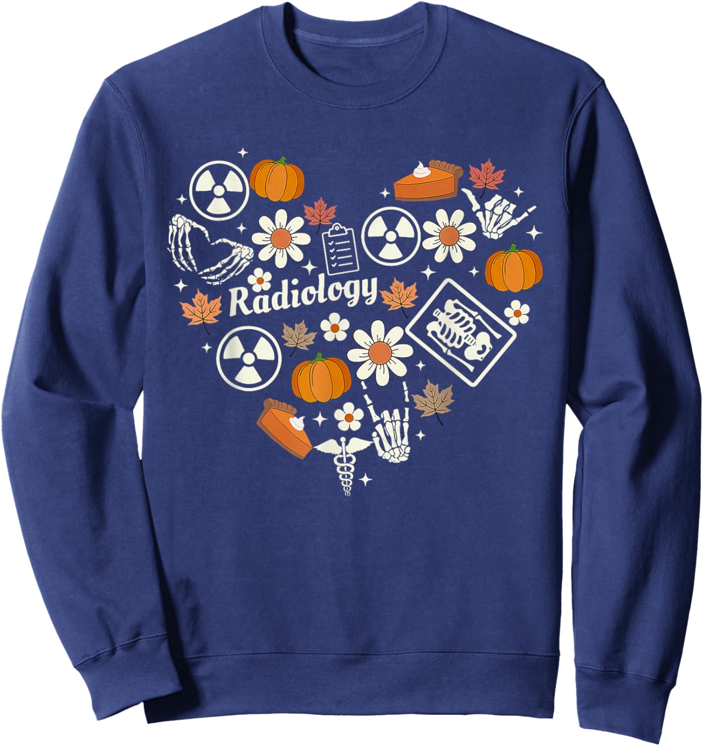 Radiology Fall Heart Xray Tech Autumn Pumpkin Thanksgiving Sweatshirt - Sweatshirt | Navy