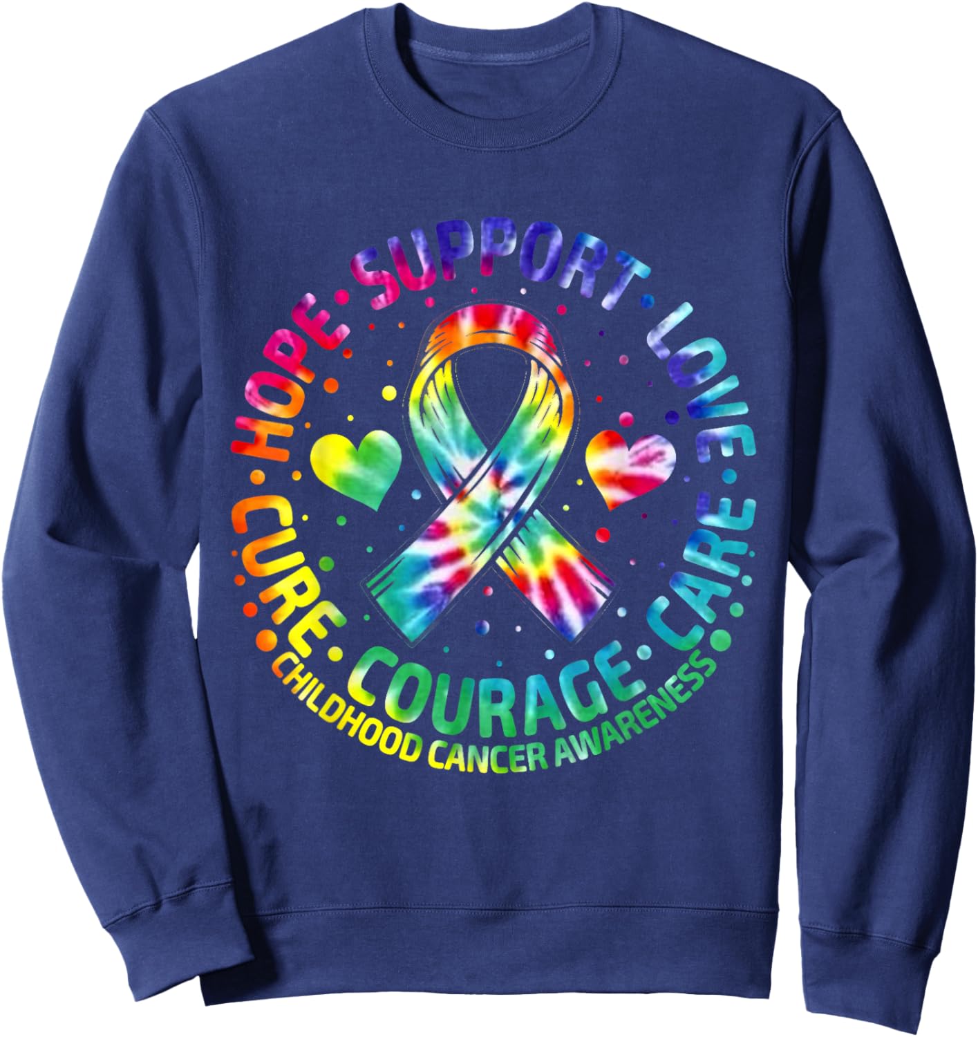 Childhood Cancer Support Family Childhood Cancer Awa Tie Dye Sweatshirt - Sweatshirt | Navy
