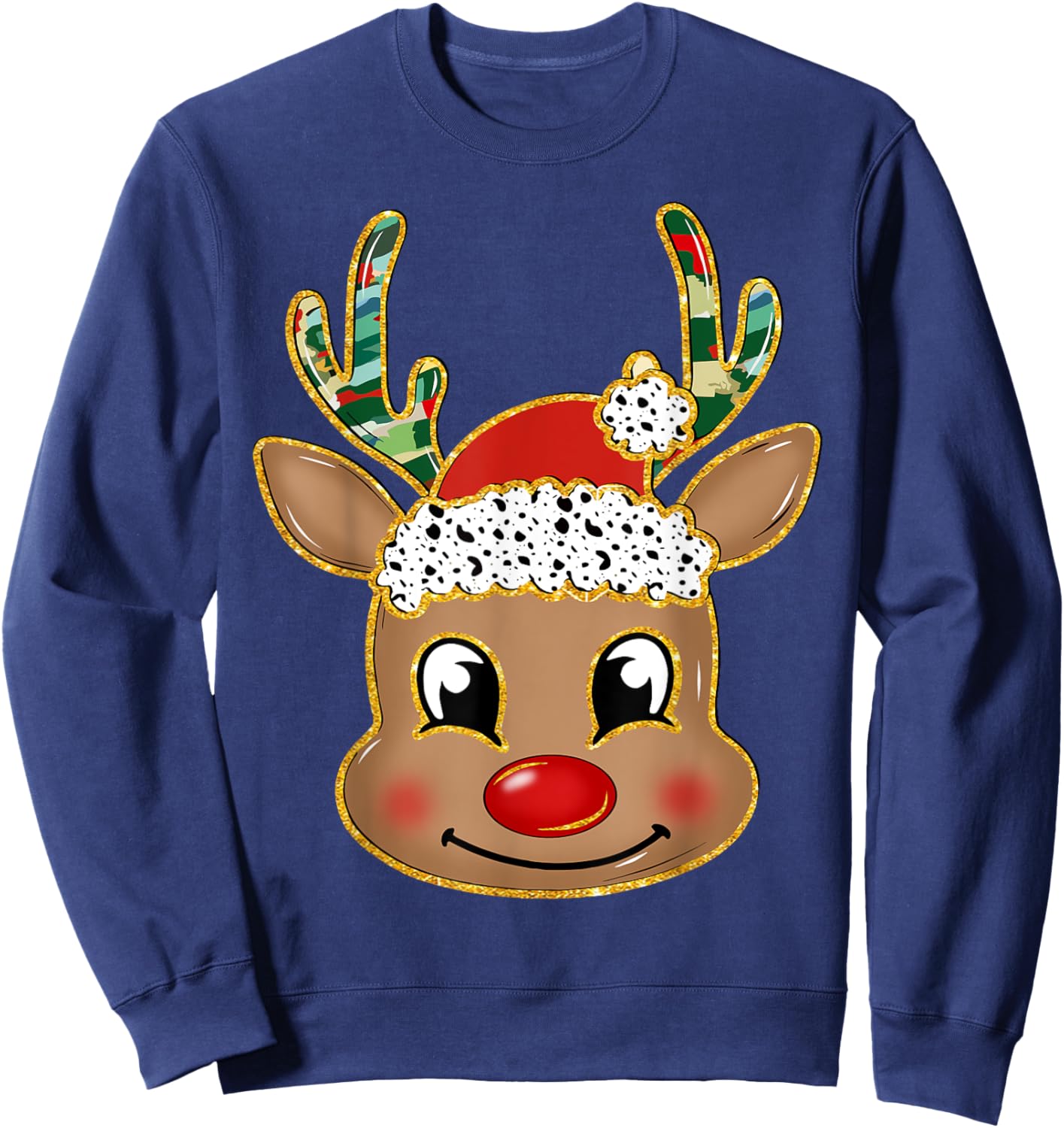 Reindeer Christmas Boys Christmas Coquette Bow Xmas Pajamas Sweatshirt - Sweatshirt | Navy