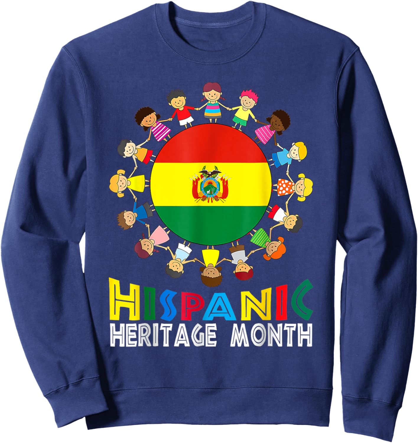 Bolivian Flag Hispanic Heritage Bolivia Boy Girl Kids Sweatshirt - Sweatshirt | Navy