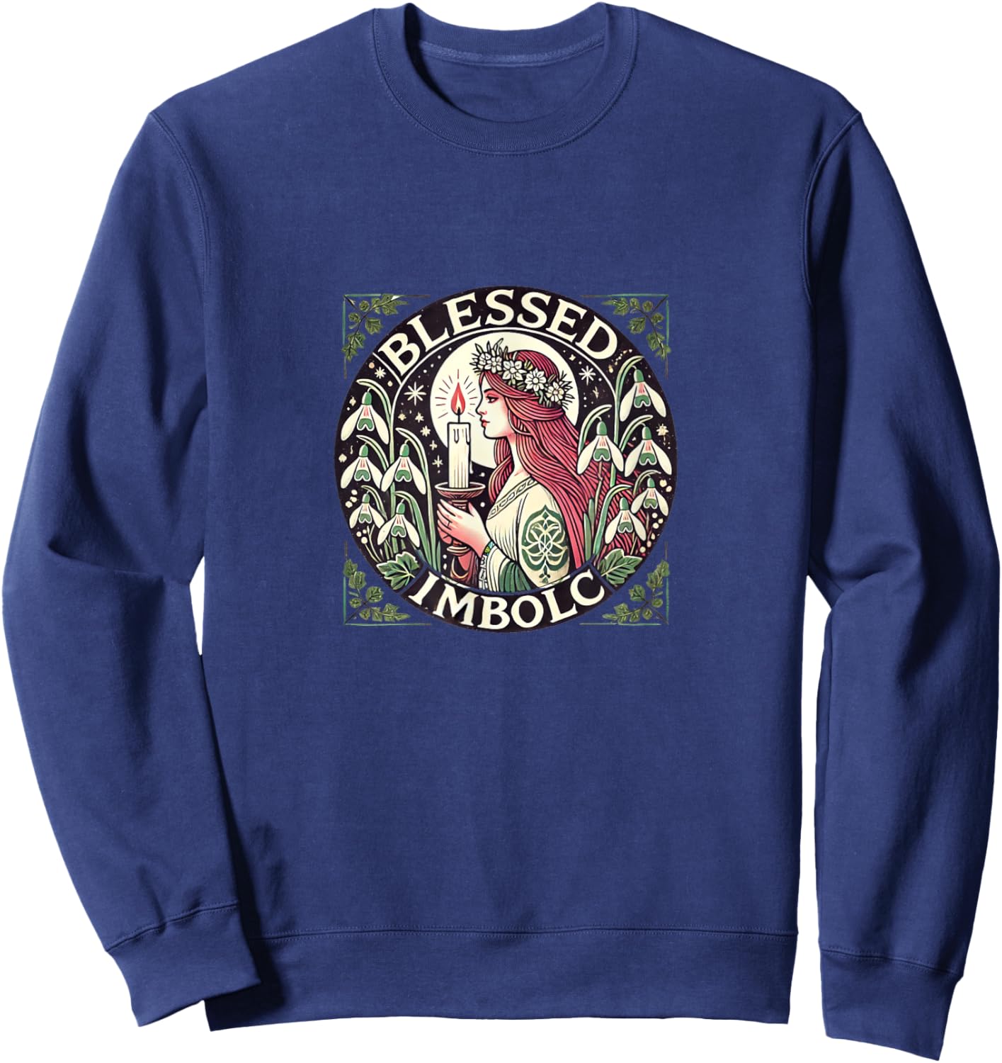 Blessed Imbolc Goddess Illustration Brigid Goddesses Sweatshirt - Sweatshirt | Navy