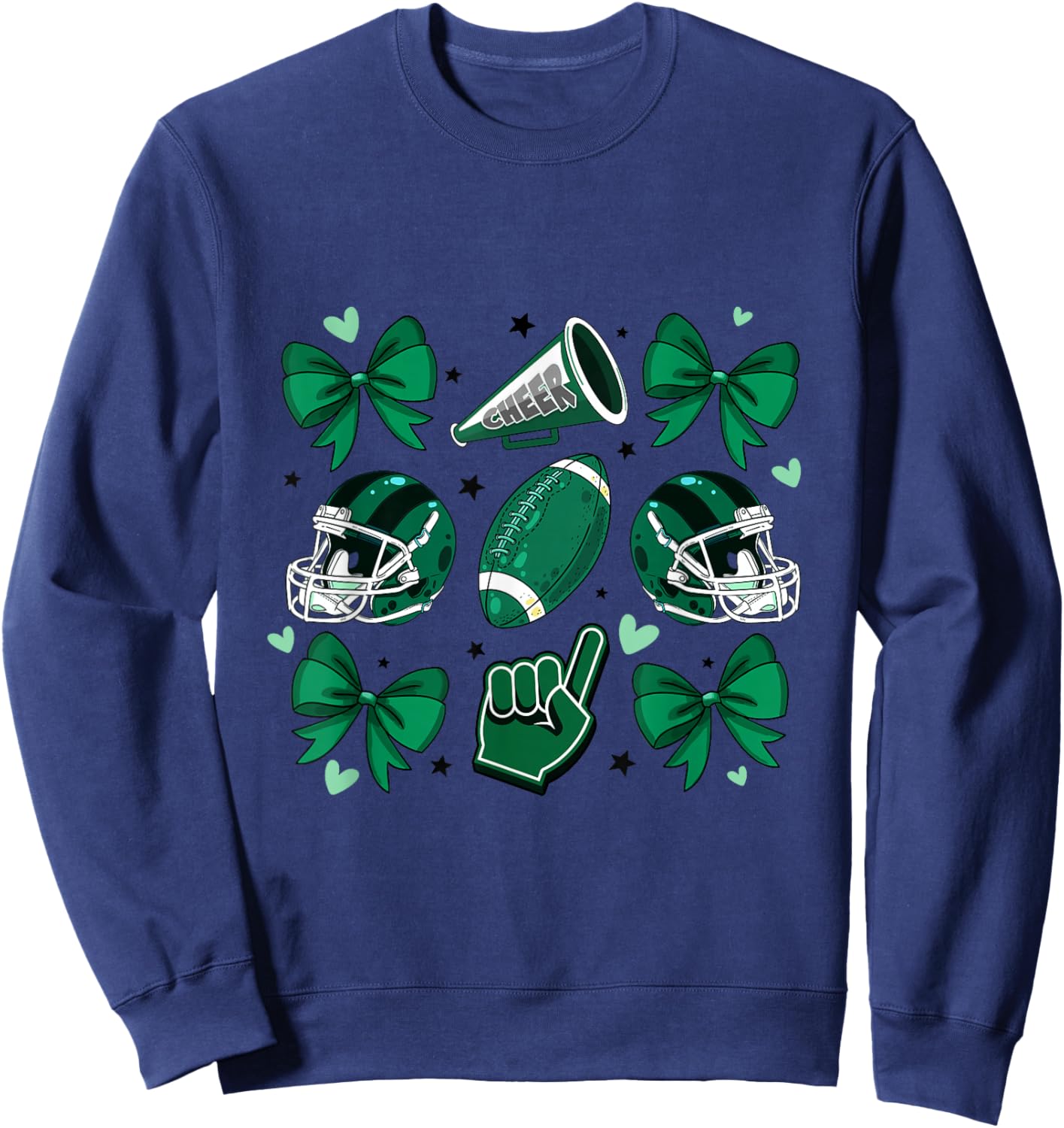 Football Cheer Mom Sister Coquette Bow Game Day Green Women Sweatshirt - Sweatshirt | Navy