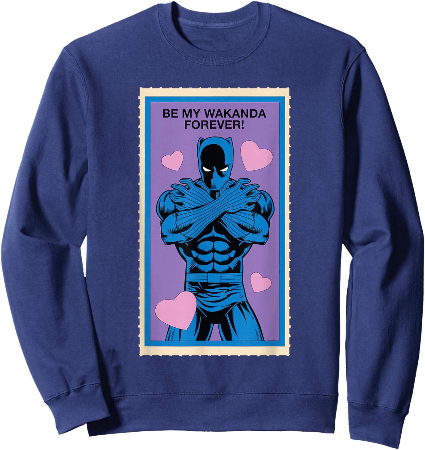 Marvel Retro '80s Valentine's Day Card Black Panther Sweatshirt - Sweatshirt | Navy