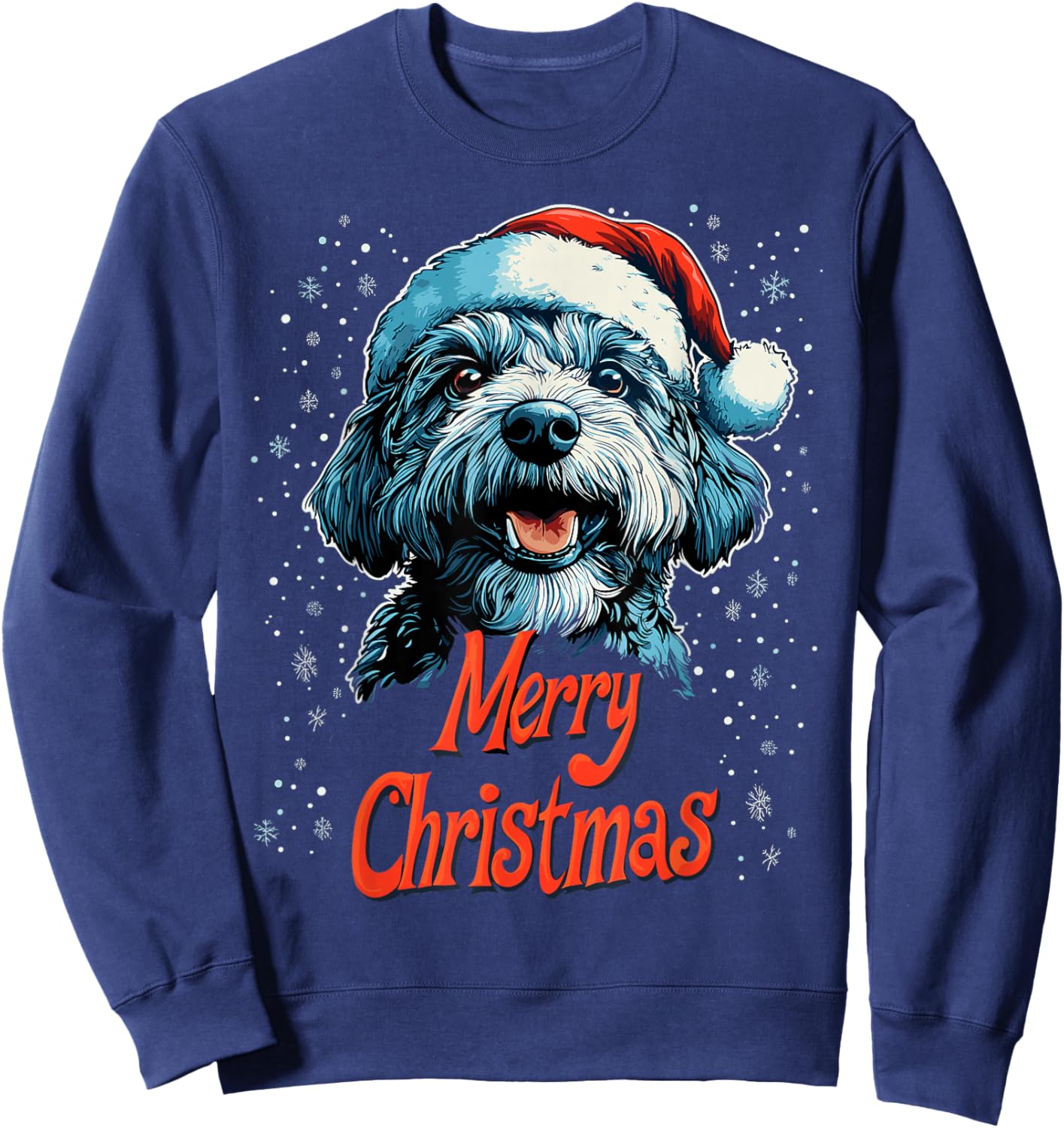 Funny Doodle Santa Merry Christmas Goldendoodle Lover Pajama Sweatshirt - Sweatshirt | Navy