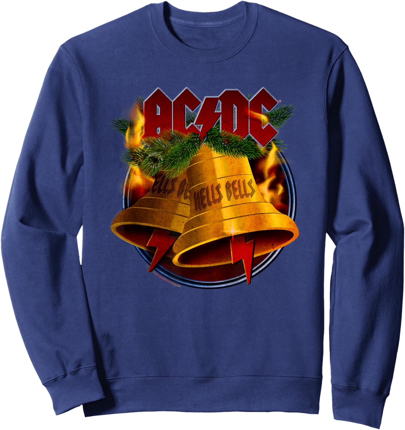 Official AC/DC Hells Bells Christmas Music Merch for Fans Sweatshirt - Sweatshirt | Navy
