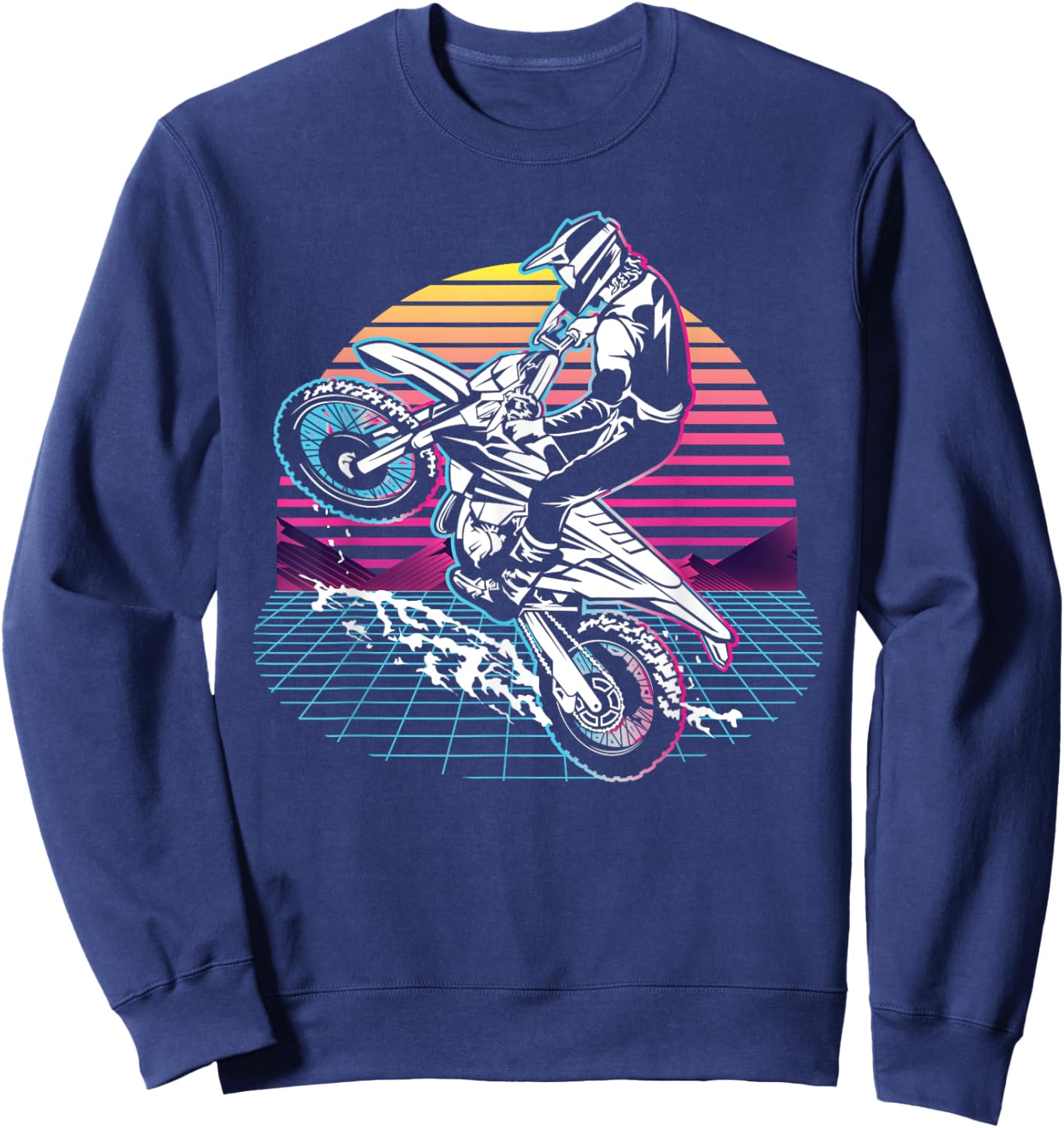 Dirt Bike Rider MX Biker Motocross 80s 90s Retro Sweatshirt - Sweatshirt | Navy