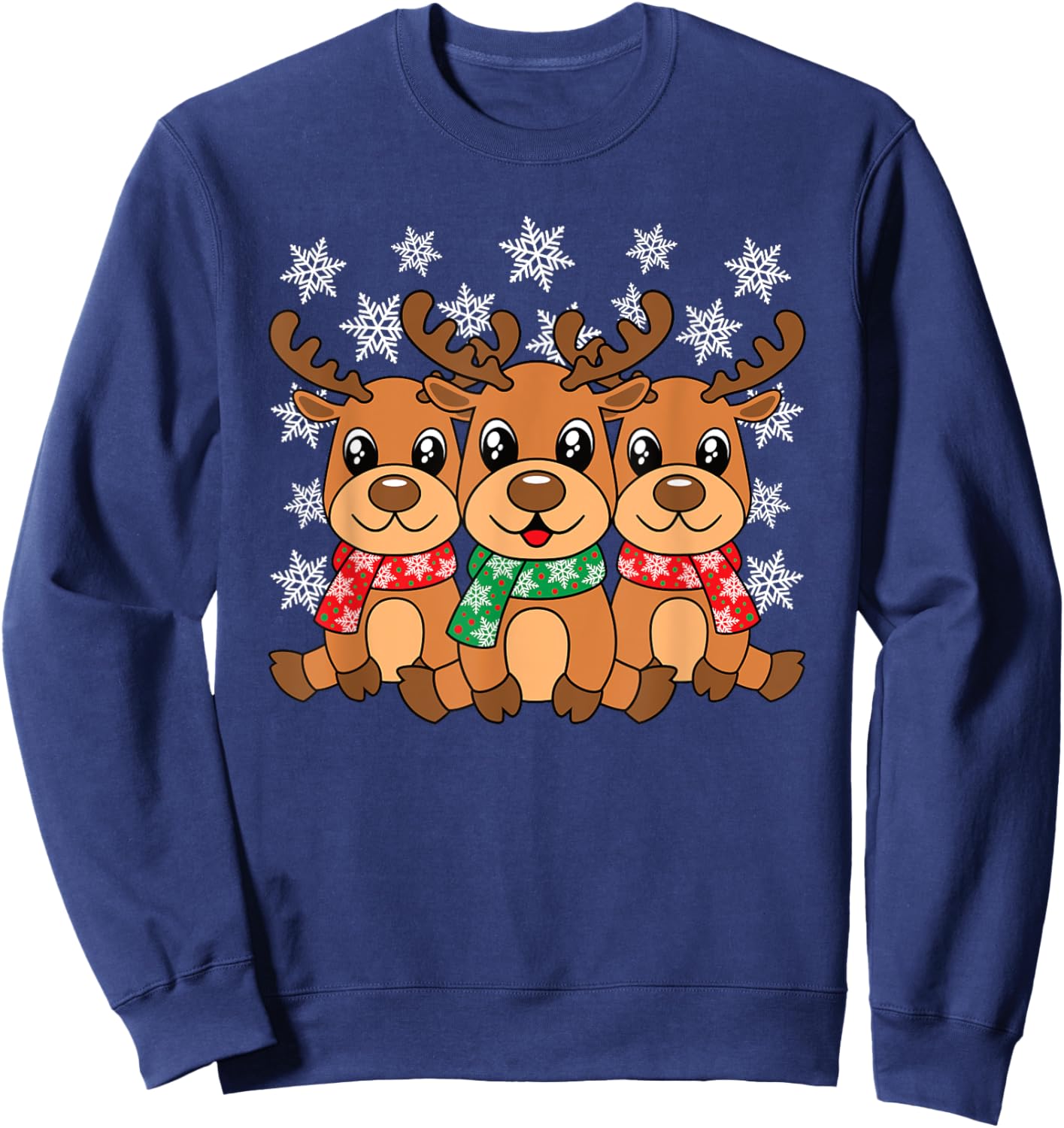 Christmas Reindeer Cute Xmas Men Women Kids Sweatshirt - Sweatshirt | Navy