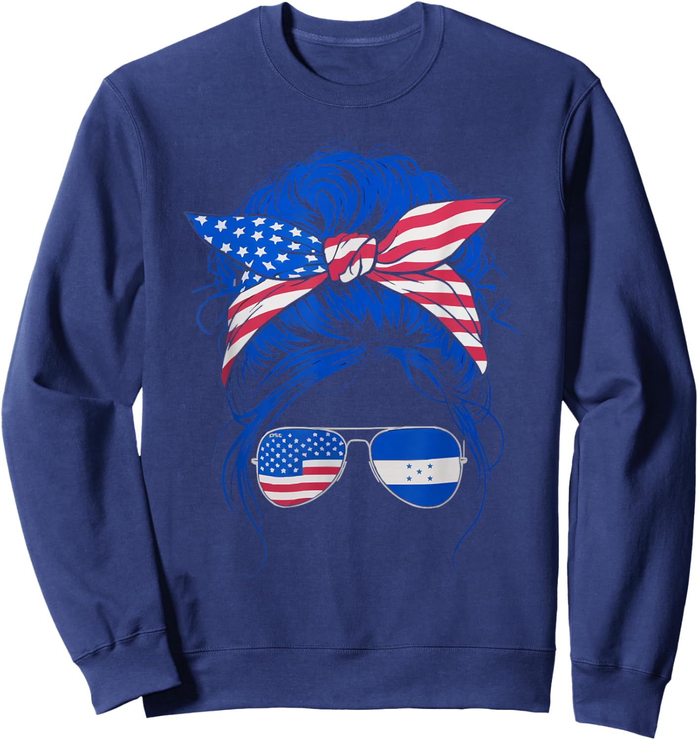 Half American Half Honduran USA Flag Honduras America Sweatshirt - Sweatshirt | Navy