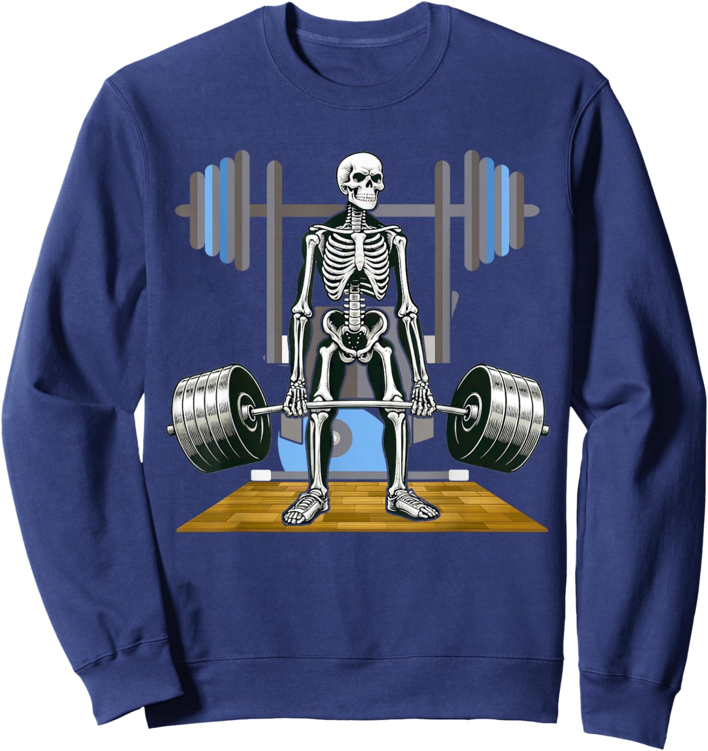 Halloween Skeleton Deadlift Funny Fitness Weightlifting Sweatshirt - Sweatshirt | Navy