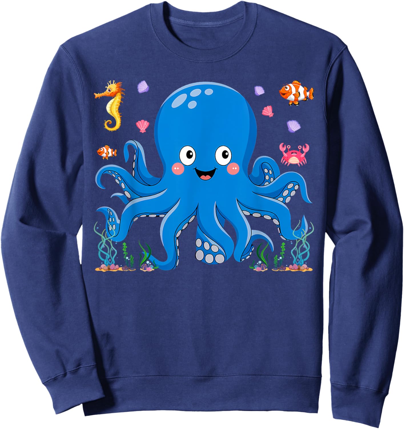 Cute Girls and Boys Octopus Sweatshirt - Sweatshirt | Navy