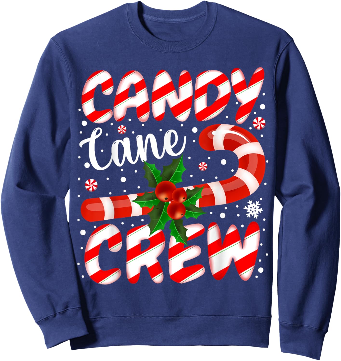Candy Cane Crew Christmas Family Matching Xmas Pajamas Sweatshirt - Sweatshirt | Navy