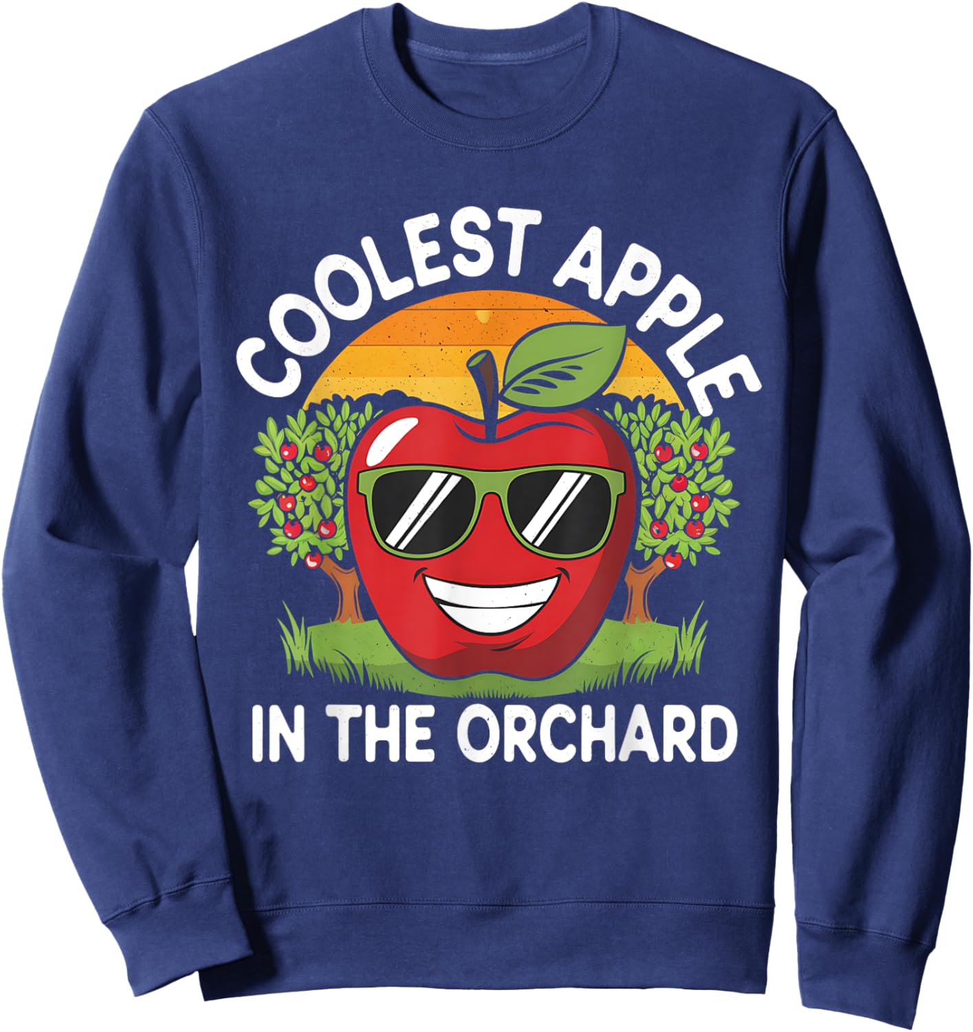 Retro Coolest Apple in the Orchard | Apple Picking Season Sweatshirt - Sweatshirt | Navy