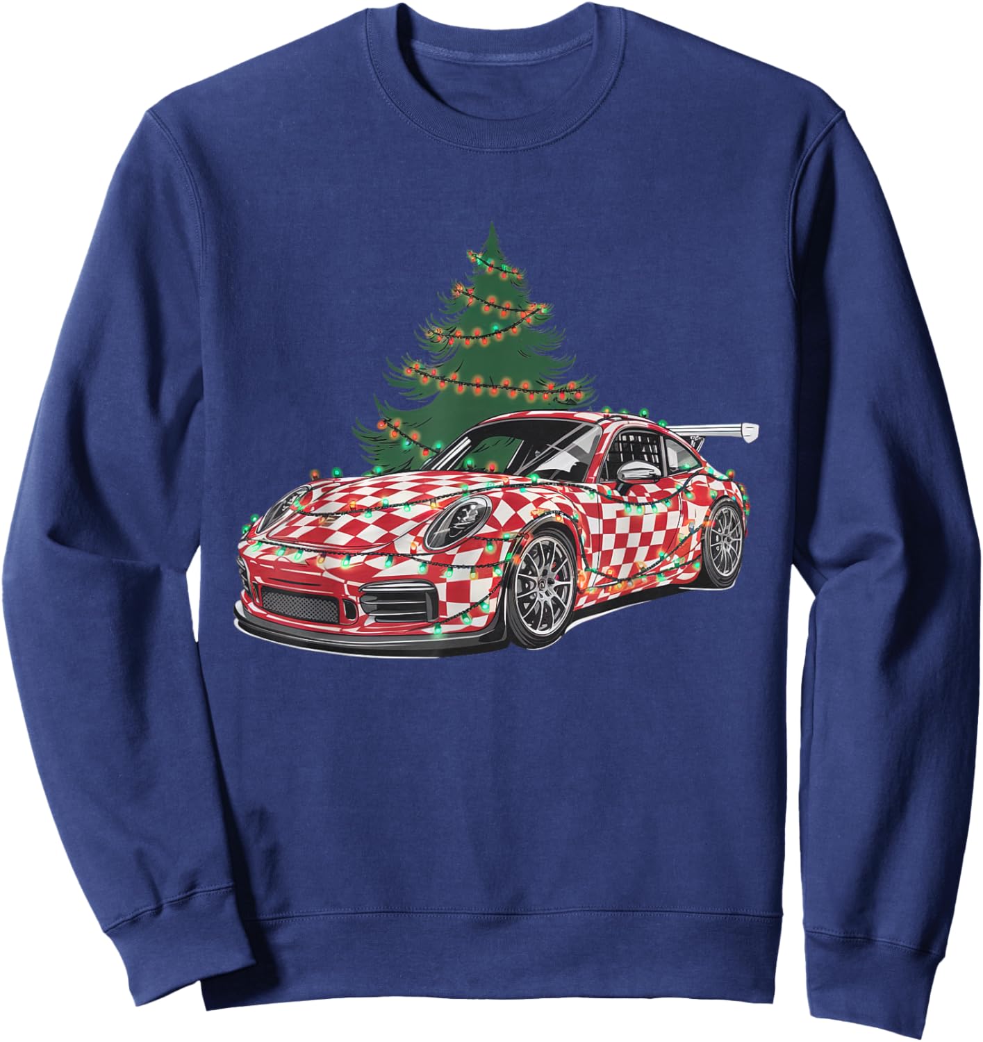 Race Car Christmas Tree & Lights Racing Car Xmas For Kid Men Sweatshirt - Sweatshirt | Navy