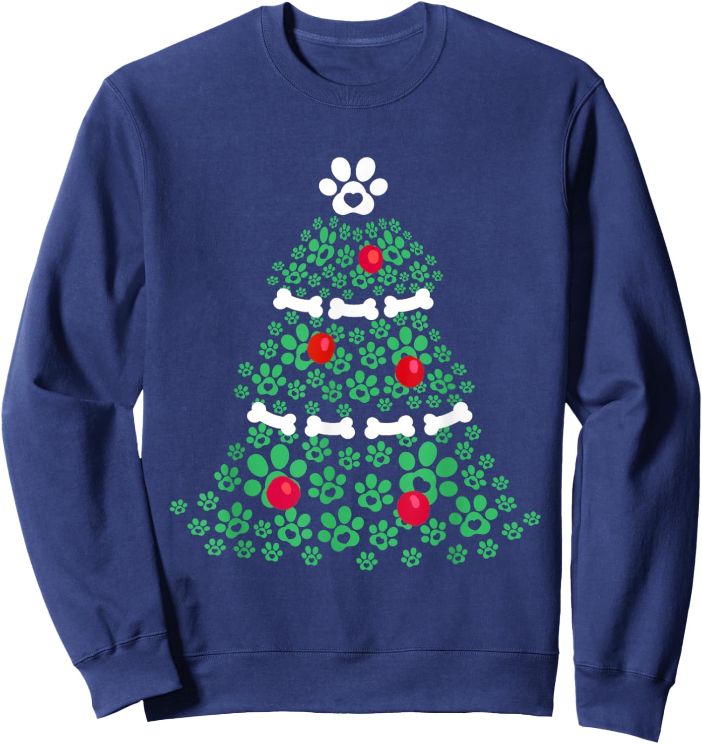 Cute Xmas Dog Paw Christmas Tree Puppy Lovers Men Women Kids Sweatshirt - Sweatshirt | Navy