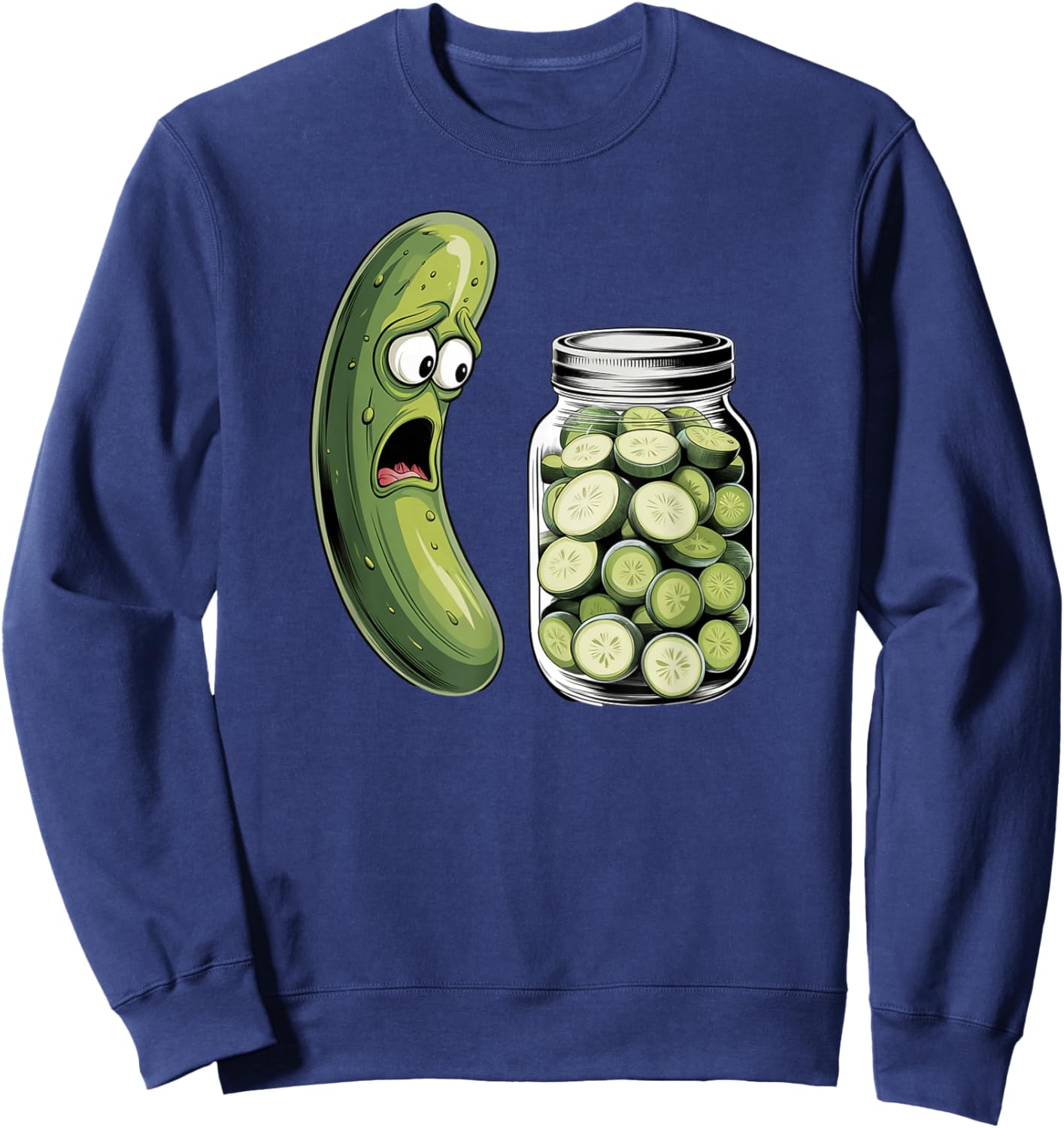 Funny Pickle Surprise A Cucumber And A Jar Of Sliced Pickles Sweatshirt - Sweatshirt | Navy
