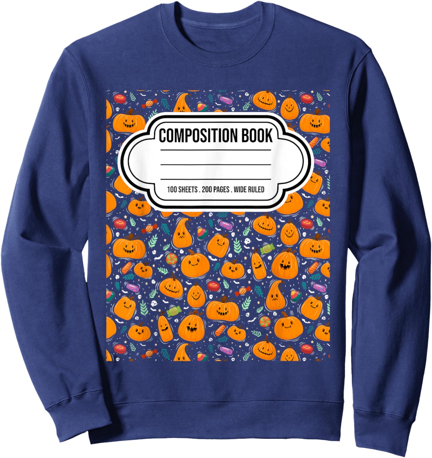 Composition Notebook Shirt Group Halloween Costume - Black, Small - Halloween Costume for Teachers, Students, Book Lovers - Short Sleeve, , Classic Fit, -Adults & Kids Sweatshirt - Sweatshirt | Navy