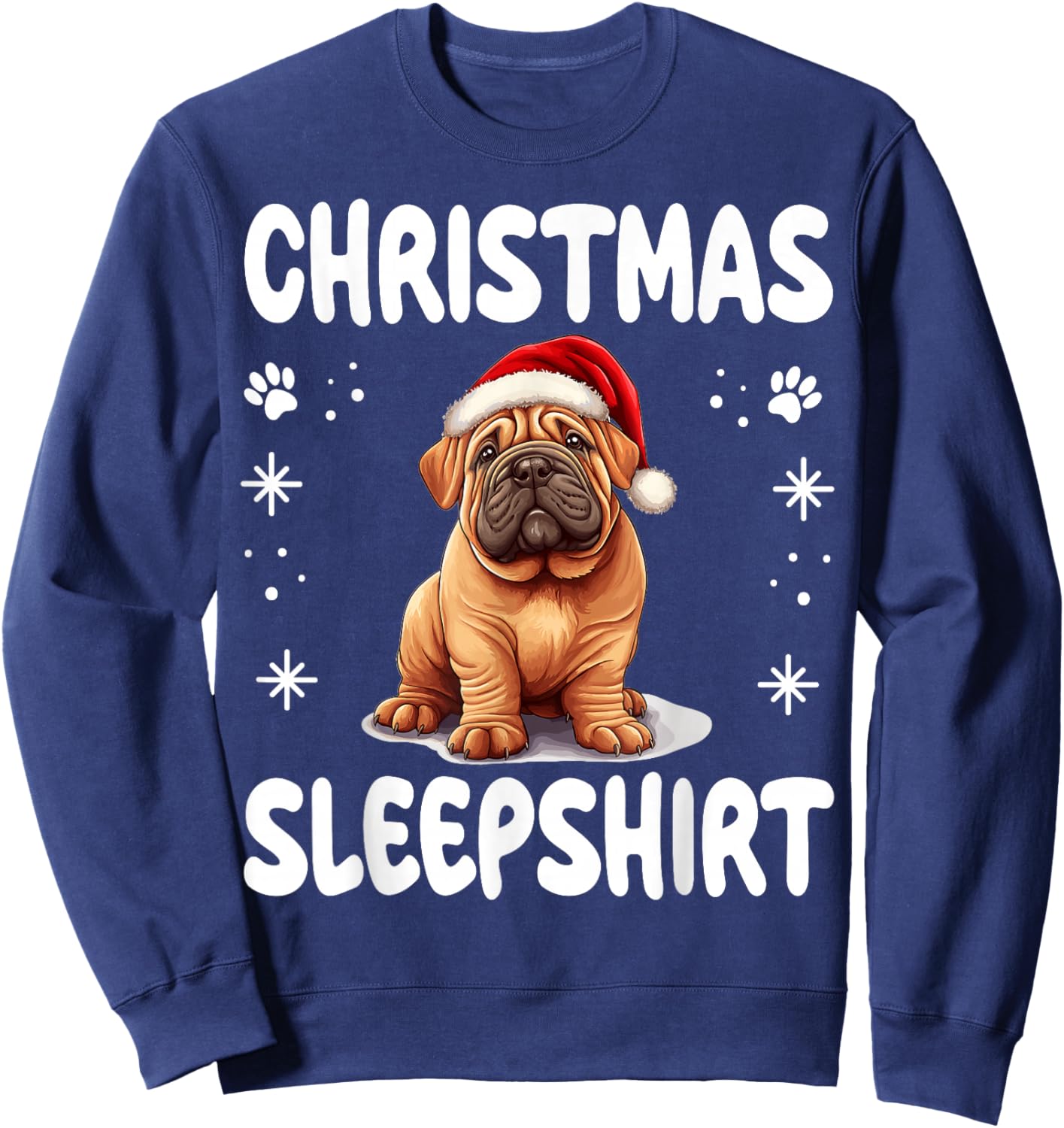 Chinese Shar-Pei Dog Nightgown Pajama Christmas Sleepshirt Women Kids Sweatshirt - Sweatshirt | Navy