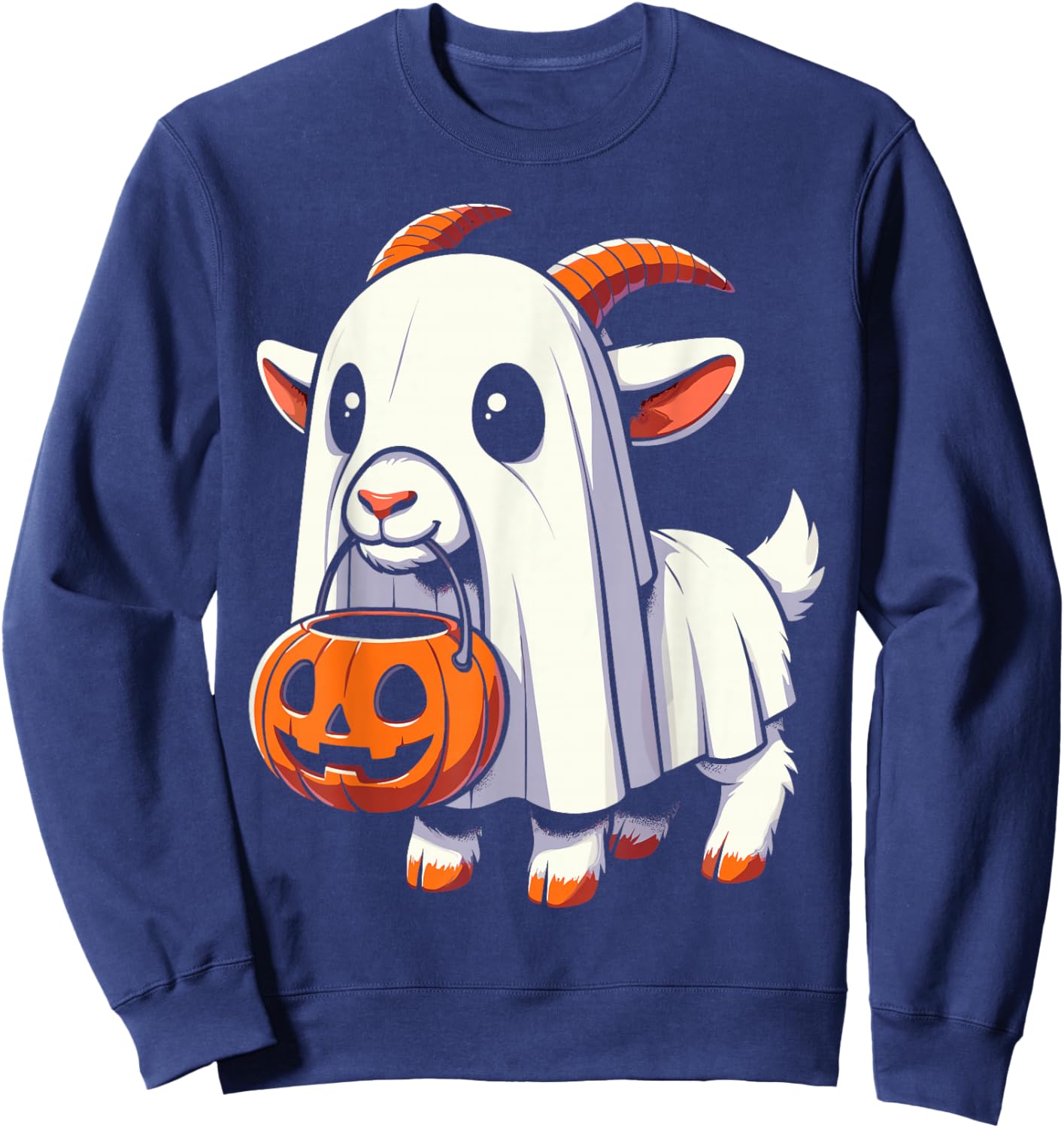 Halloween Cute Goat Ghost Sweatshirt - Sweatshirt | Navy