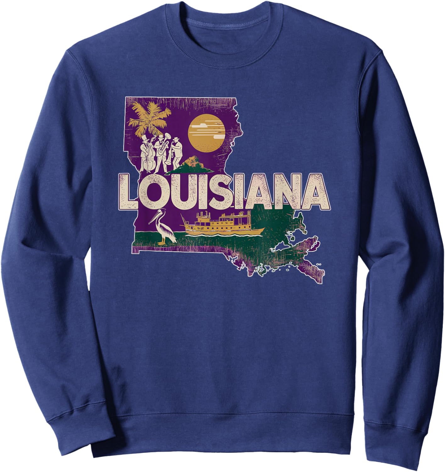 Retro USA Vintage American Graphic US State Louisiana Sweatshirt - Sweatshirt | Navy
