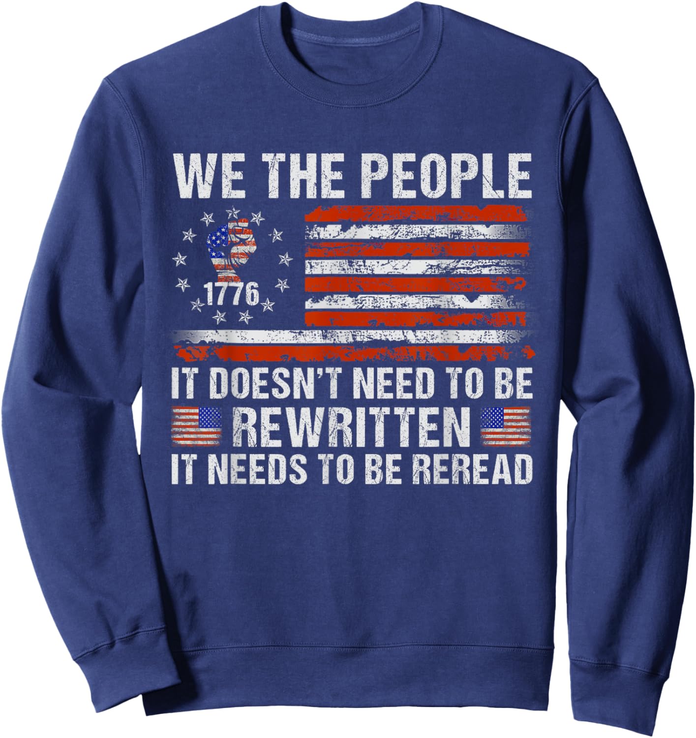 We The People American Flag Patriotic 1776 USA Retro Gifts Sweatshirt - Sweatshirt | Navy