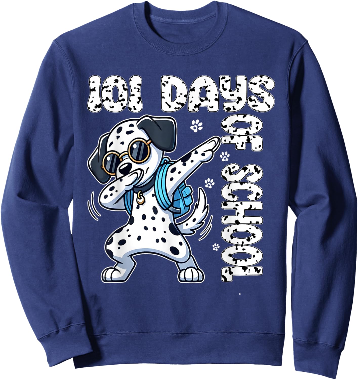 100 Days Of School Dalmatian Dog Boy Kid 100th Day Of School Sweatshirt - Sweatshirt | Navy