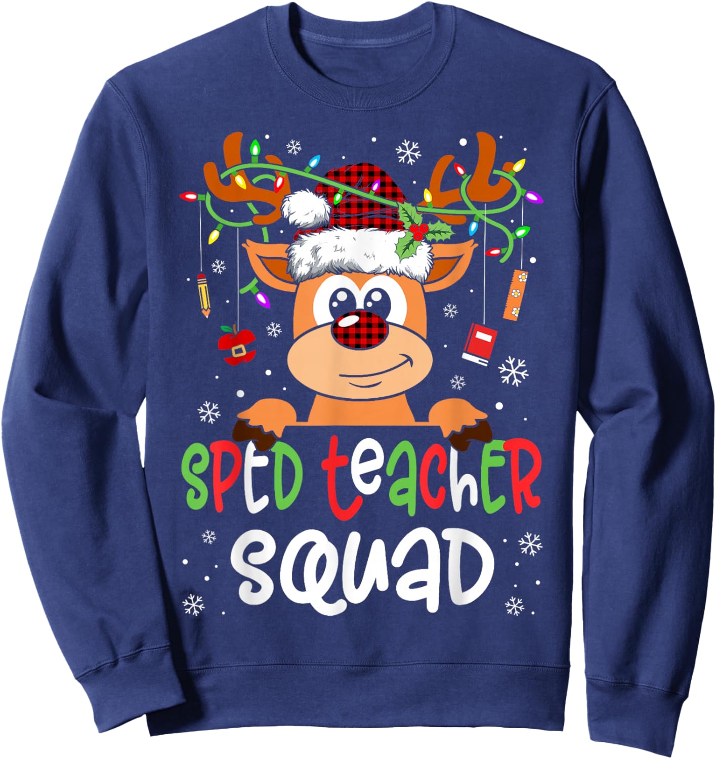 Sped Teacher Squad Reindeer Christmas Special Education Sweatshirt - Sweatshirt | Navy