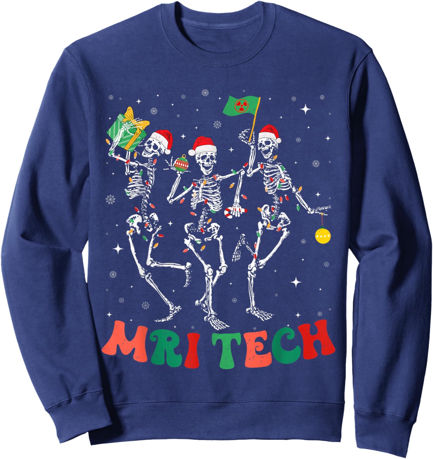 Skeleton MRI Radiology MRI Technologist MRI Tech Christmas Sweatshirt - Sweatshirt | Navy