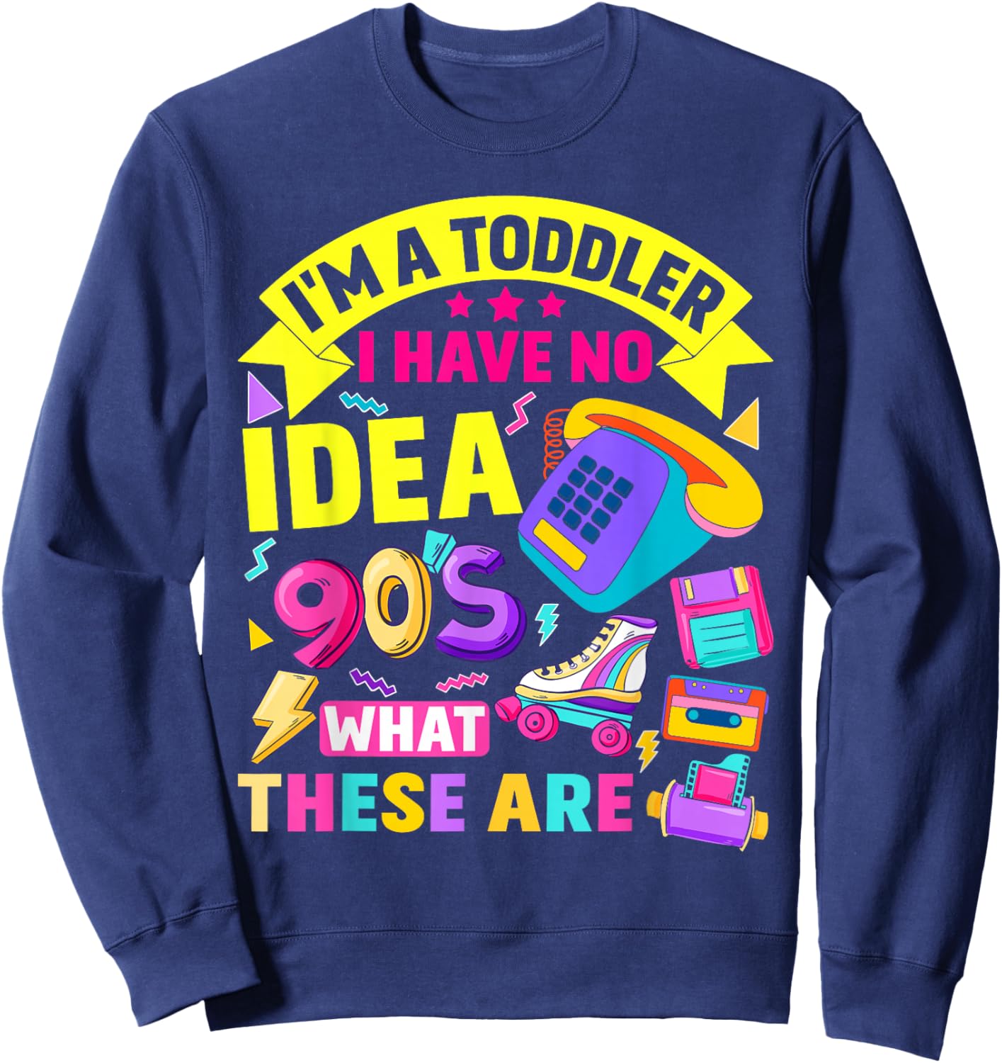 90s Outfit Ideas For Toddlers & 90s Theme Kids 90s Nostalgia Sweatshirt - Sweatshirt | Navy