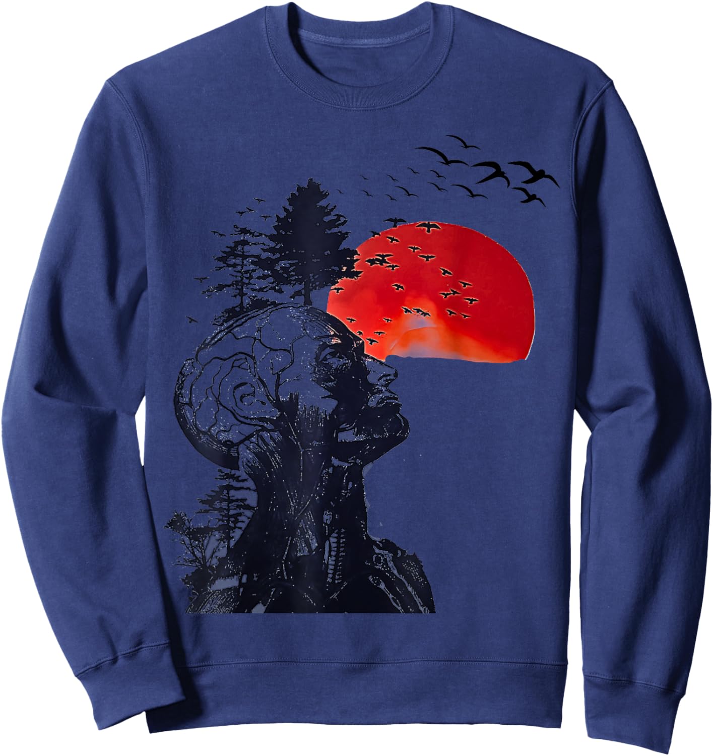 Hangover Human Tree Graphic Sweatshirt - Sweatshirt | Navy