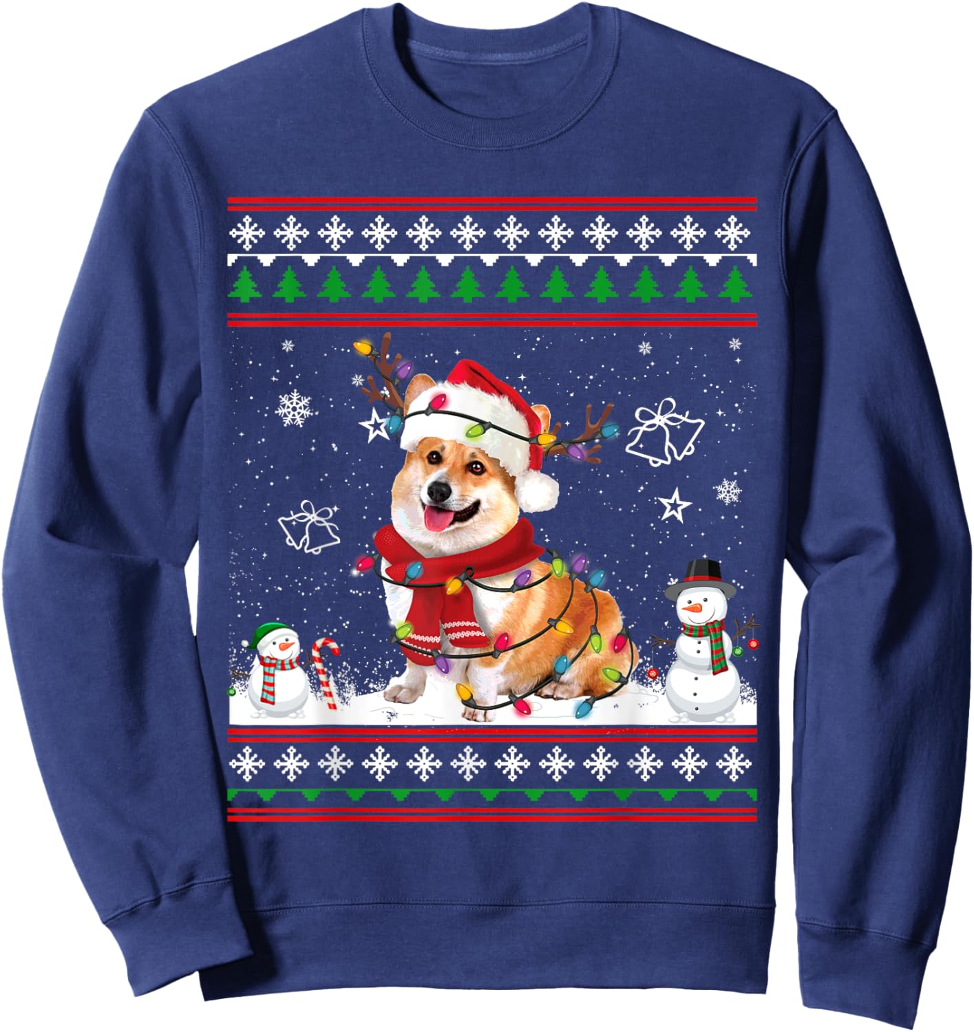 Corgi Christmas Ugly Sweater Funny Dog Lover Xmas Sweatshirt - Sweatshirt | Navy