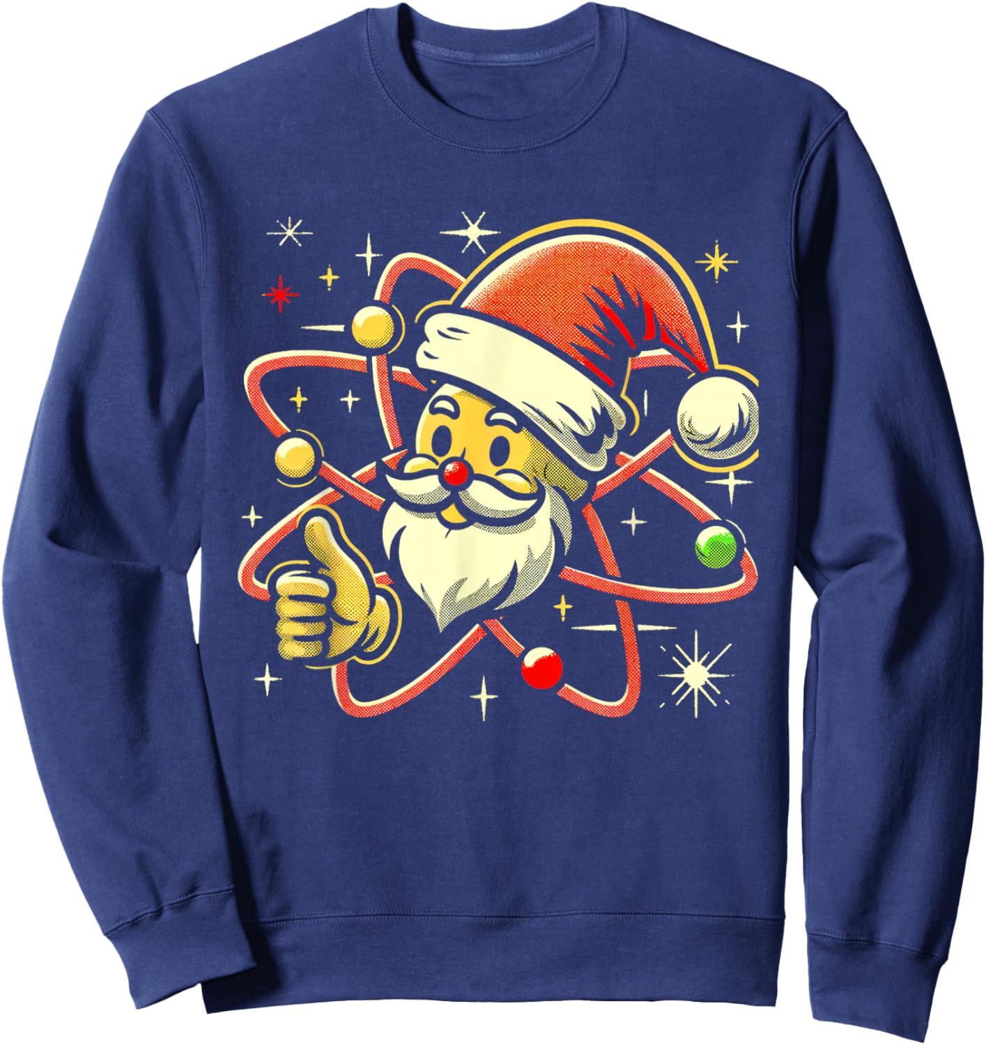 Santa Atom Christmas Thumbs Up Radiation Nuclear Fallout Sweatshirt - Sweatshirt | Navy