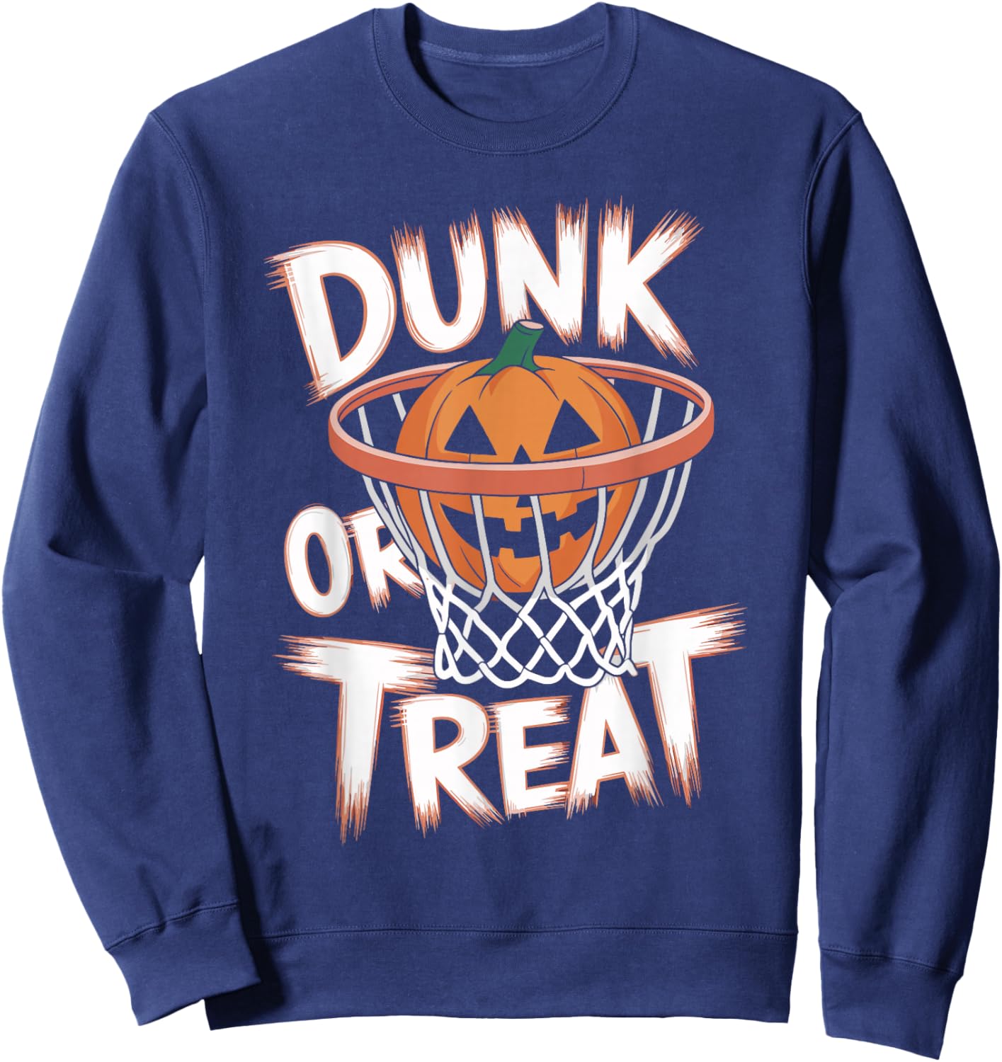 Dunk or Treat Halloween Basketball T Shirt Spooky Basketball Sweatshirt - Sweatshirt | Navy