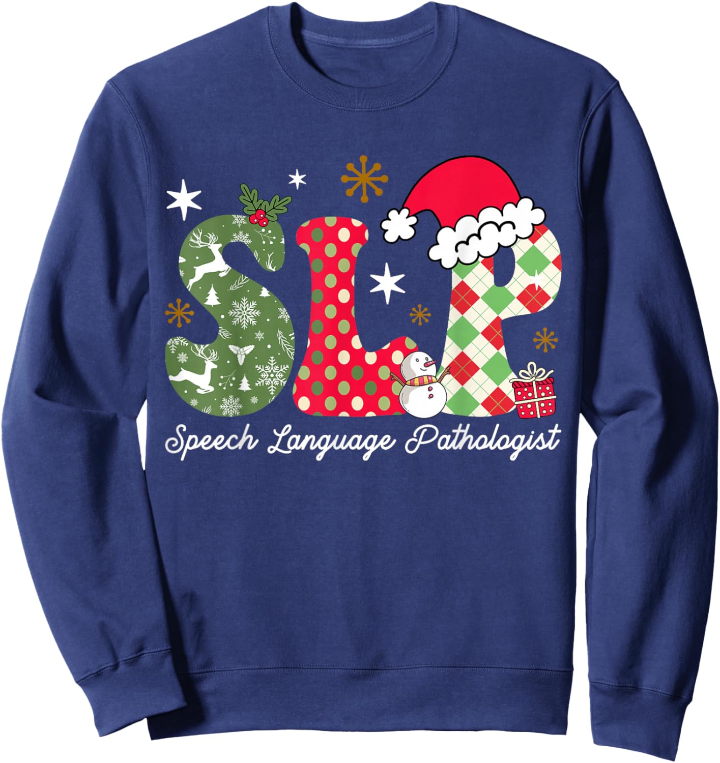Christmas Speech Language Pathologist SLP Speech Therapy Sweatshirt - Sweatshirt | Navy