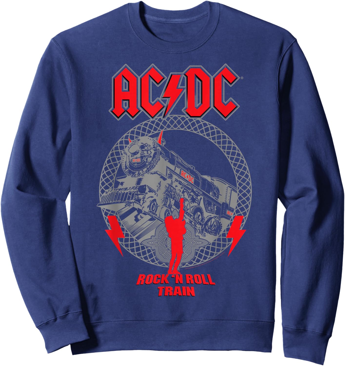 AC/DC Devil Train - , Black, Small, Short Sleeve, Cotton, Polyester 100%, Modern, Lightweight, , Double Cuff, Solid with Design/Print, , AC/DC Fans, All Ages Sweatshirt - Sweatshirt | Navy