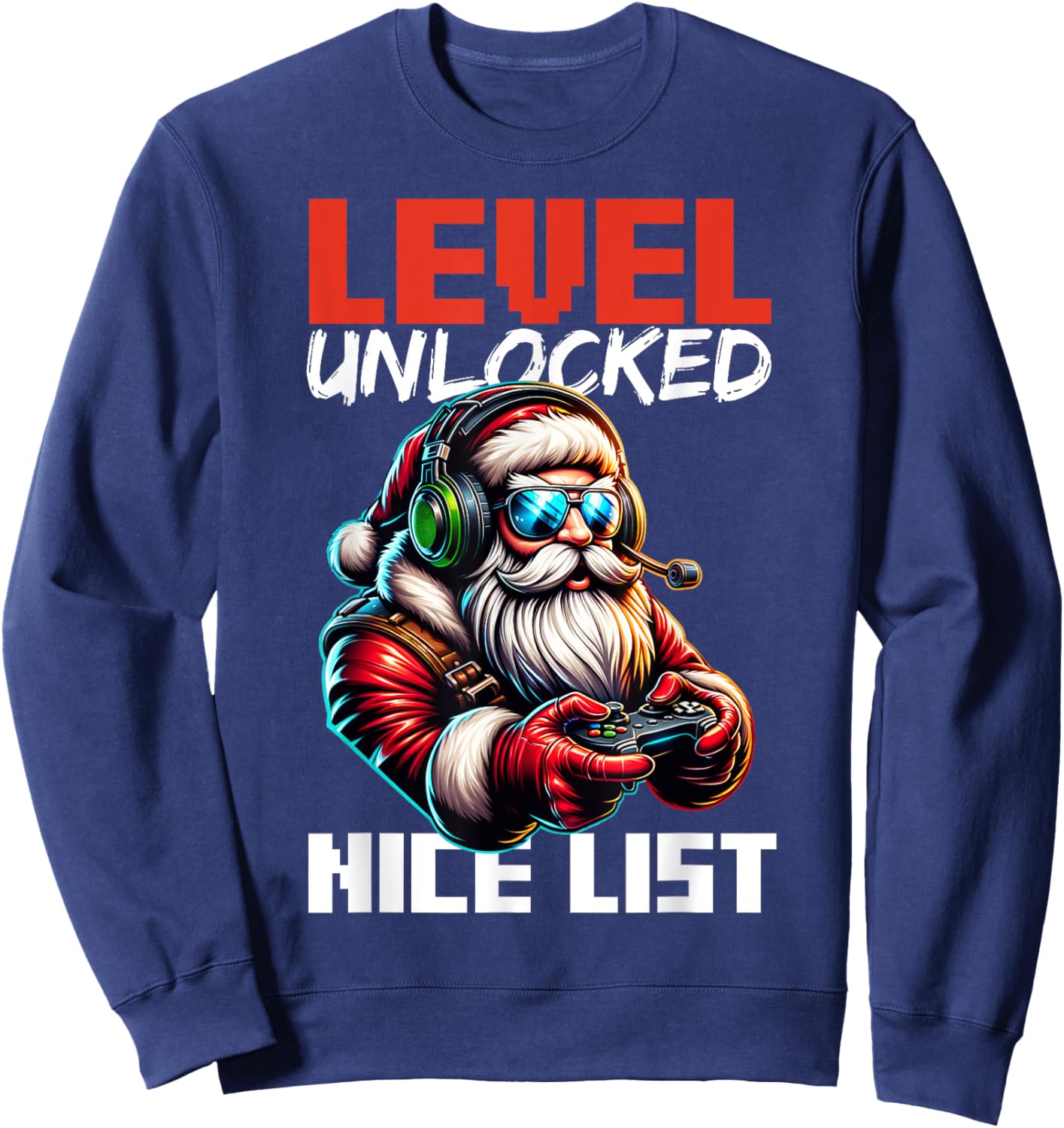 Christmas Gamer Boys Nice List Video Game Santa Xmas Sweatshirt - Sweatshirt | Navy