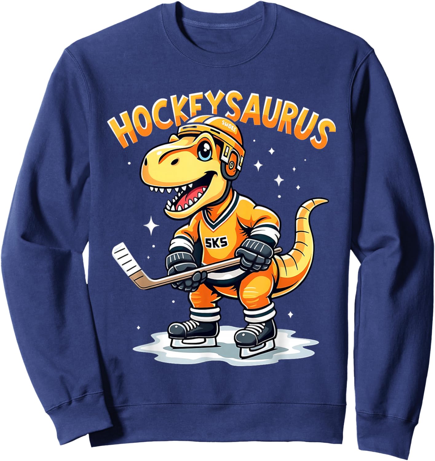 Hockeysaurus FunnyDinosaur Hockey Kids Hockey Boy Sweatshirt - Sweatshirt | Navy