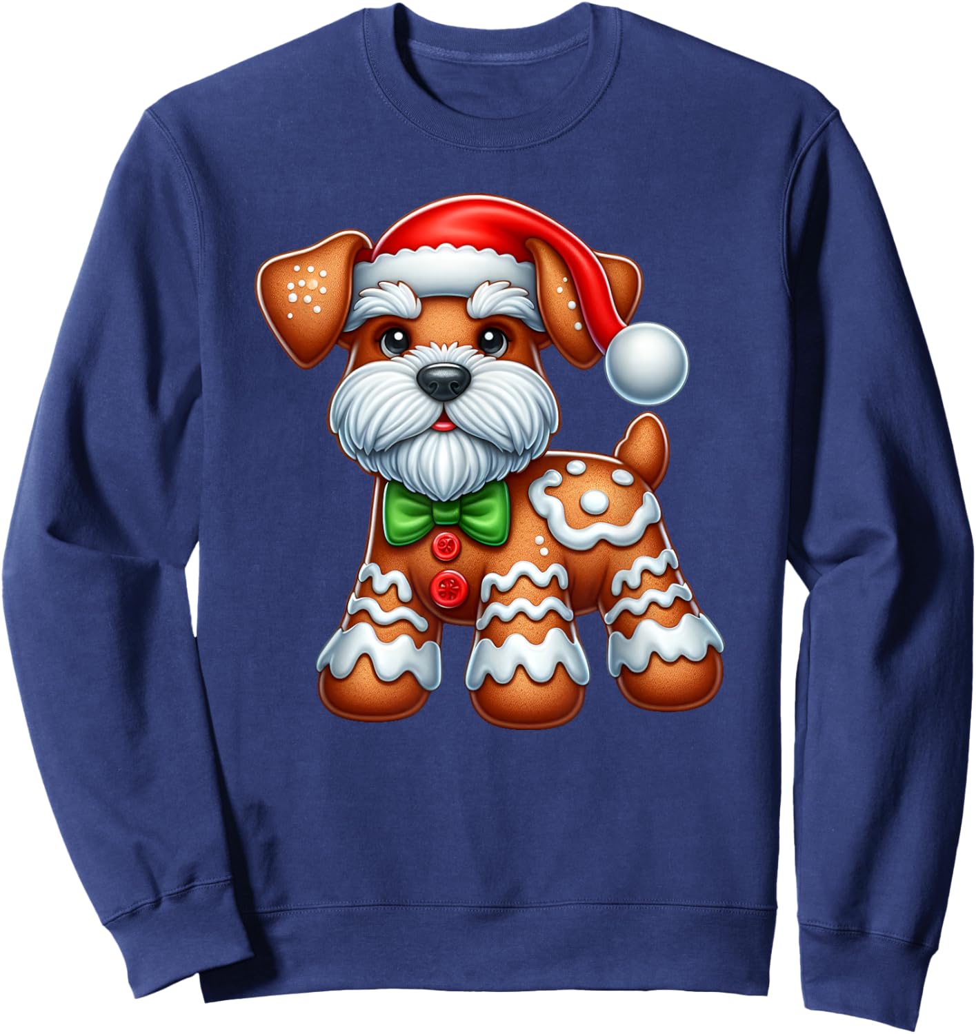 Gingerbread Man Miniature Schnauzer Christmas Sweatshirt - Sweatshirt | Navy