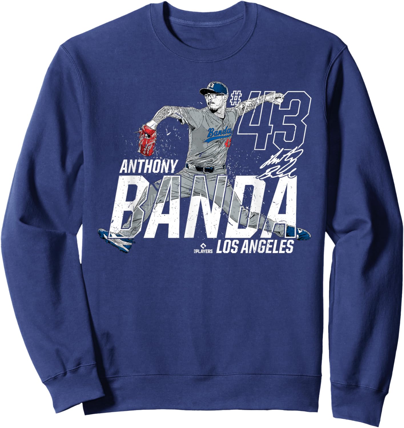 Dynamic Pose Anthony Banda Los Angeles Baseball MLBPA Sweatshirt - Sweatshirt | Navy