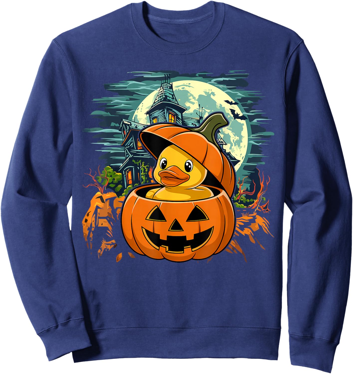 Rubber Duck Pumpkin - Funny Halloween Sweatshirt - Sweatshirt | Navy