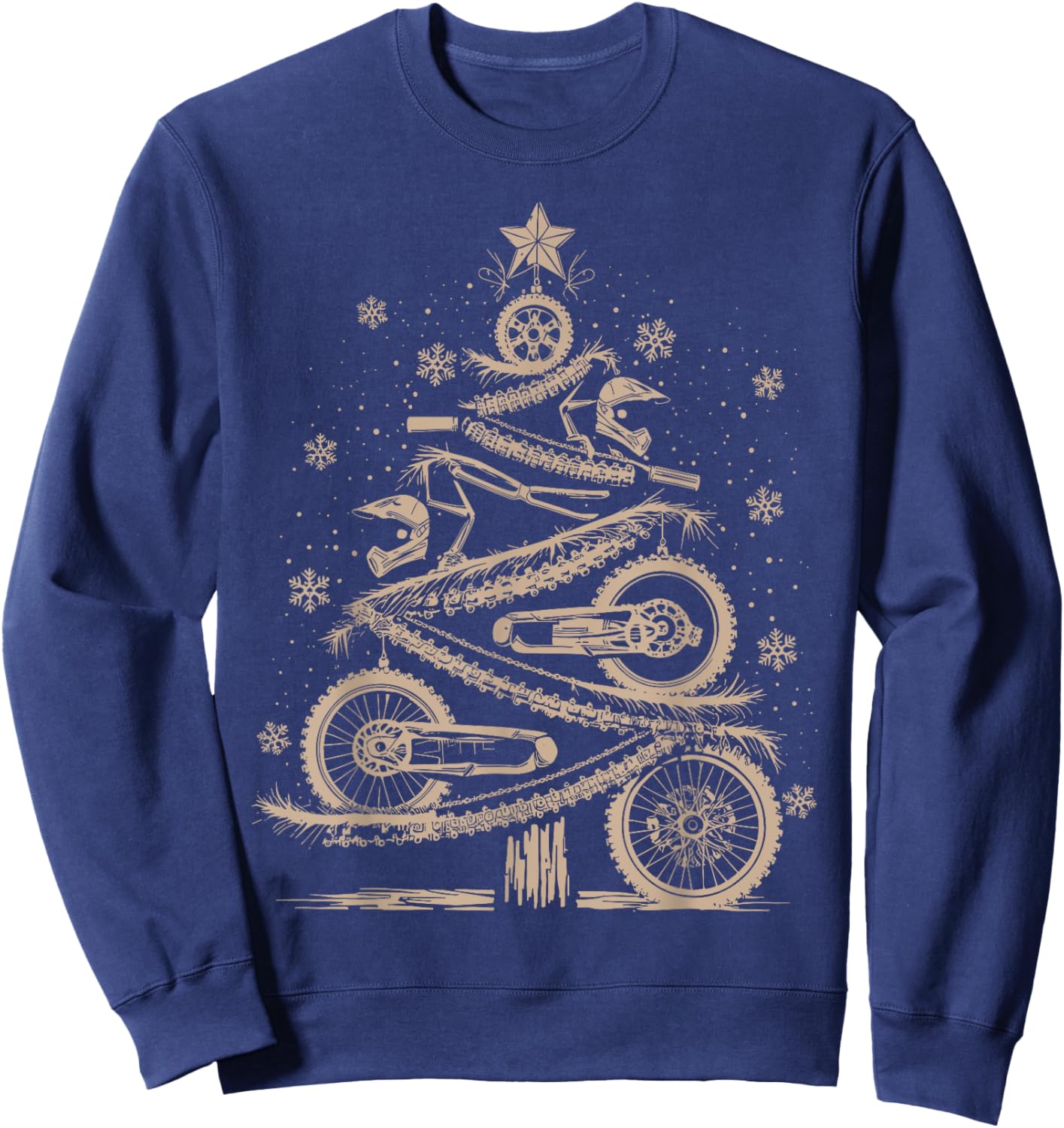 Funny Xmas Motocross Lover Dirt Bike Christmas Tree Sweatshirt - Sweatshirt | Navy