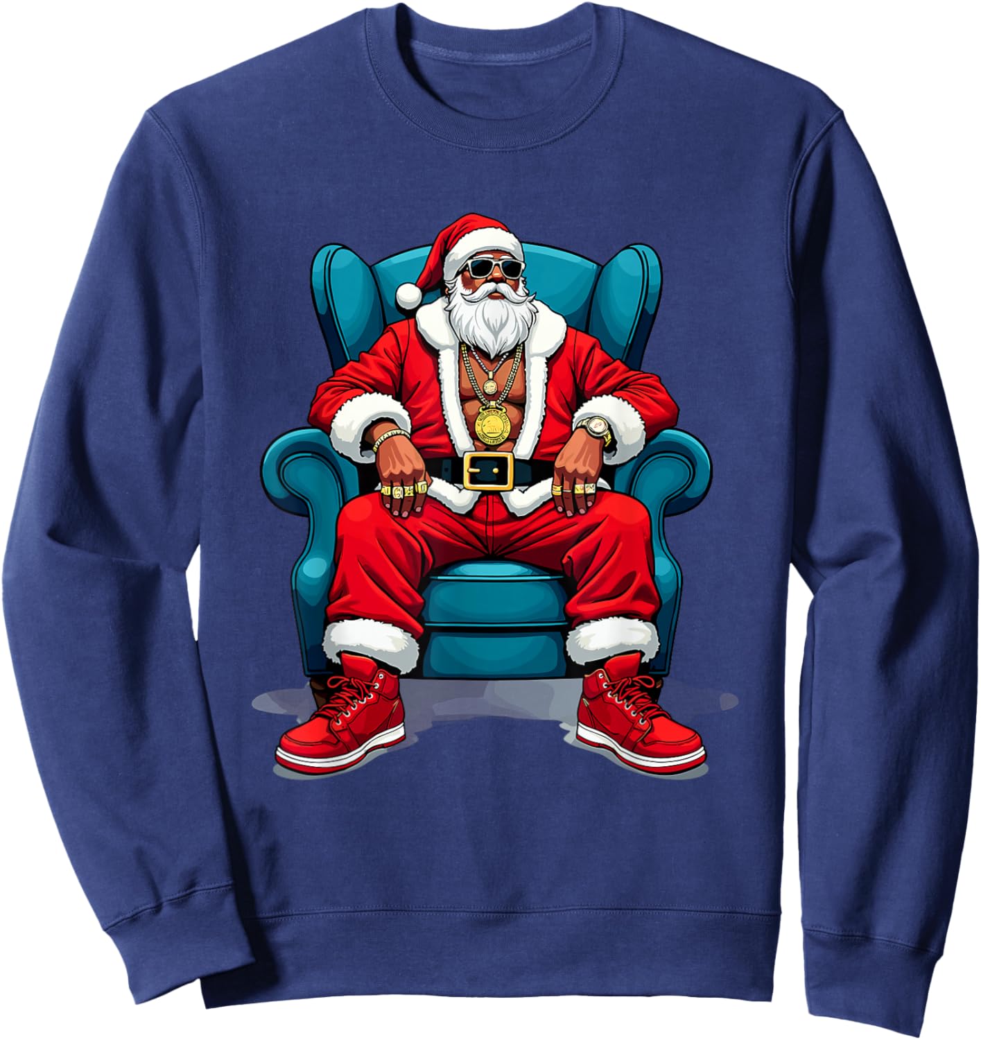 Hip Hop Santa Claus Rap Funny Christmas Cool Gangster Sweatshirt - Sweatshirt | Navy