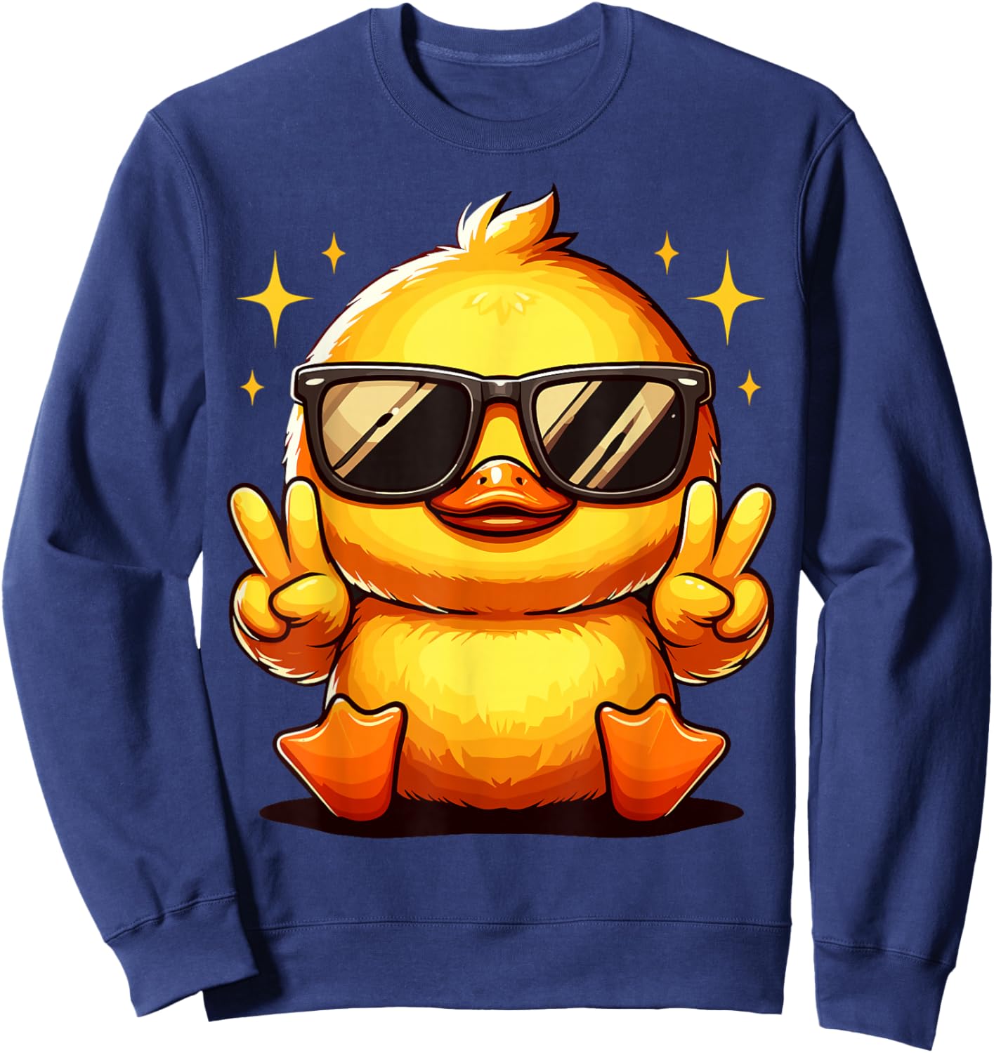 Cool Retro Yellow Rubber Duck in 70s 80s Funny Duck Sweatshirt - Sweatshirt | Navy