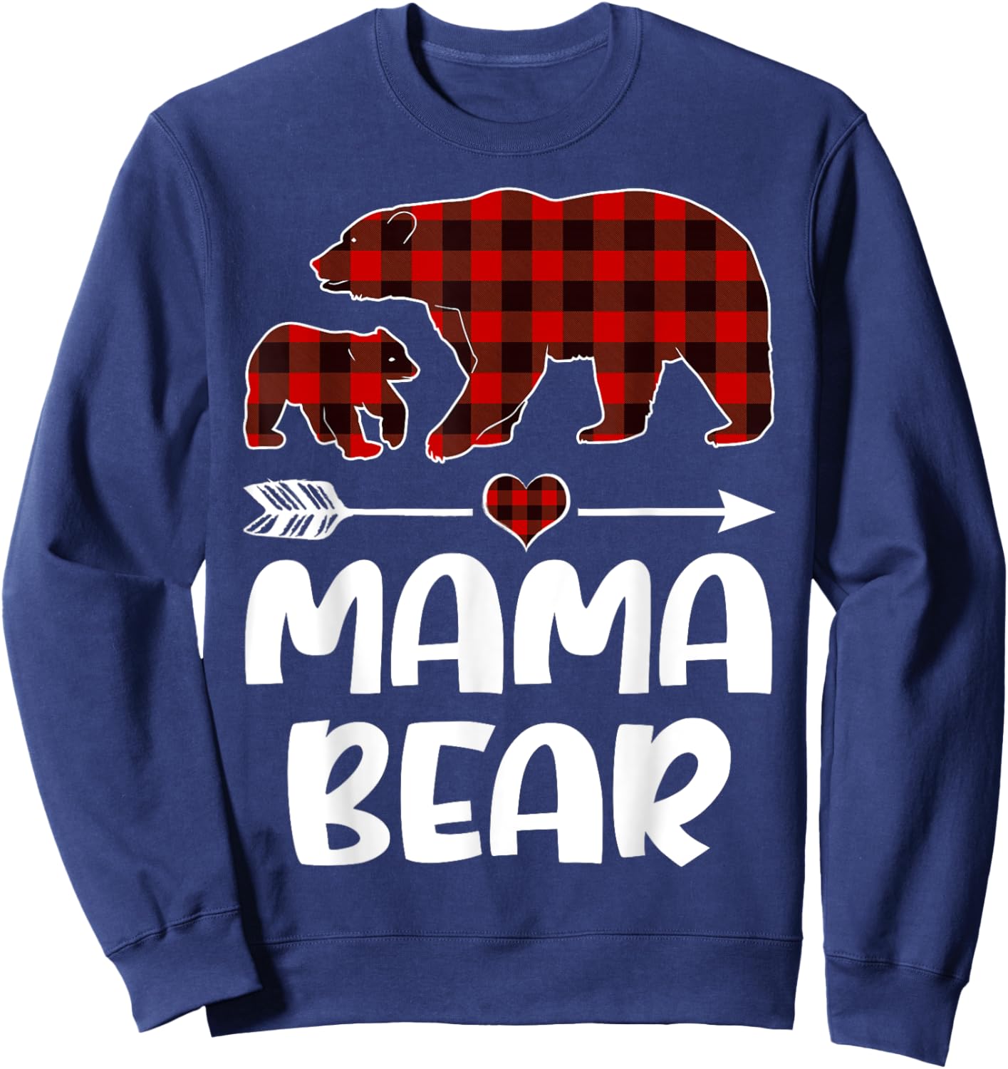 Mama Bear Red& Black Plaid Flannel Christmas Family Pajamas Sweatshirt - Sweatshirt | Navy