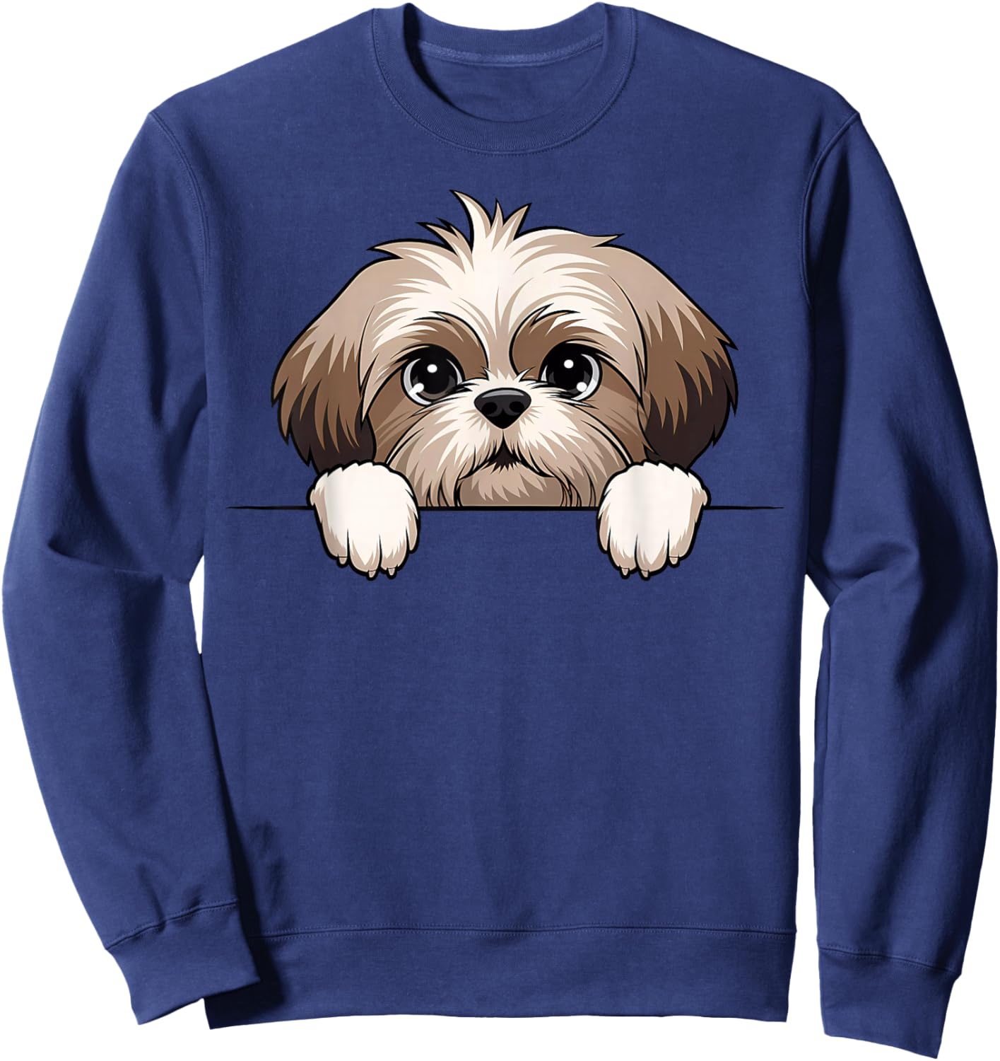 Cute Shih Tzu Peeking Puppy Funny Dog Lover Sweatshirt - Sweatshirt | Navy